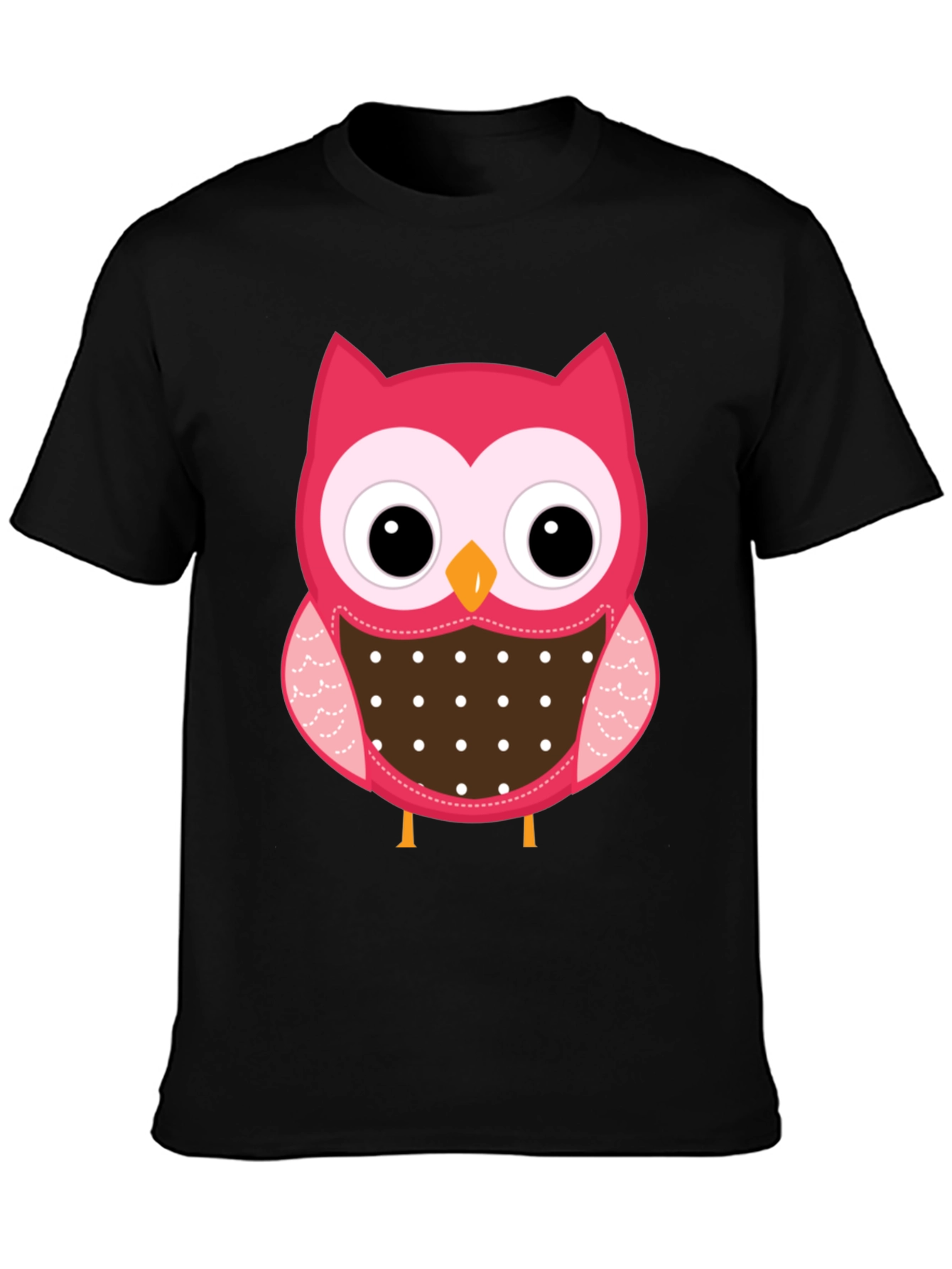 Black Cute Owl Graphic Print Black T-Shirt view 3