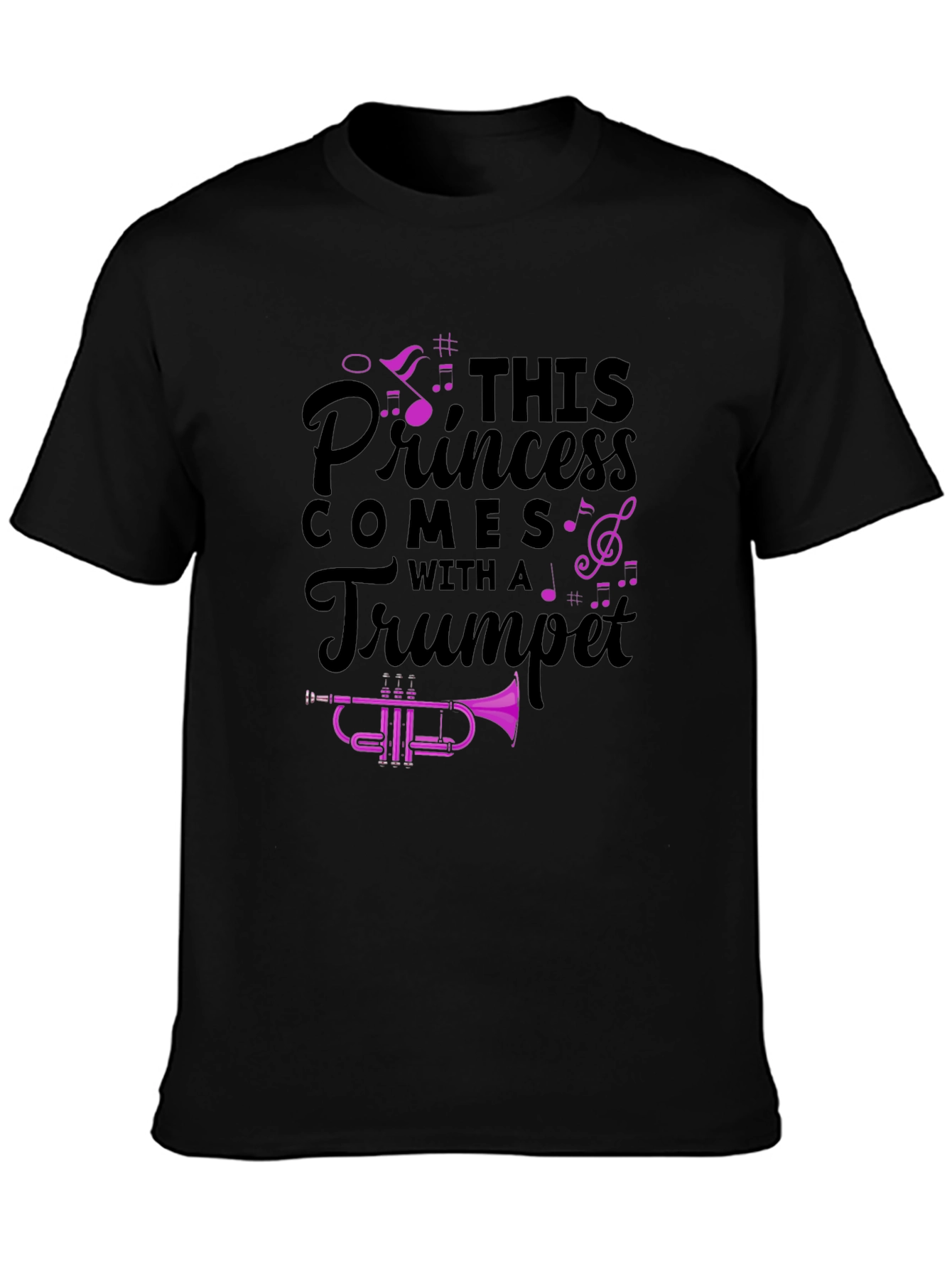 Princess Trumpet Player Black T-Shirt - 3