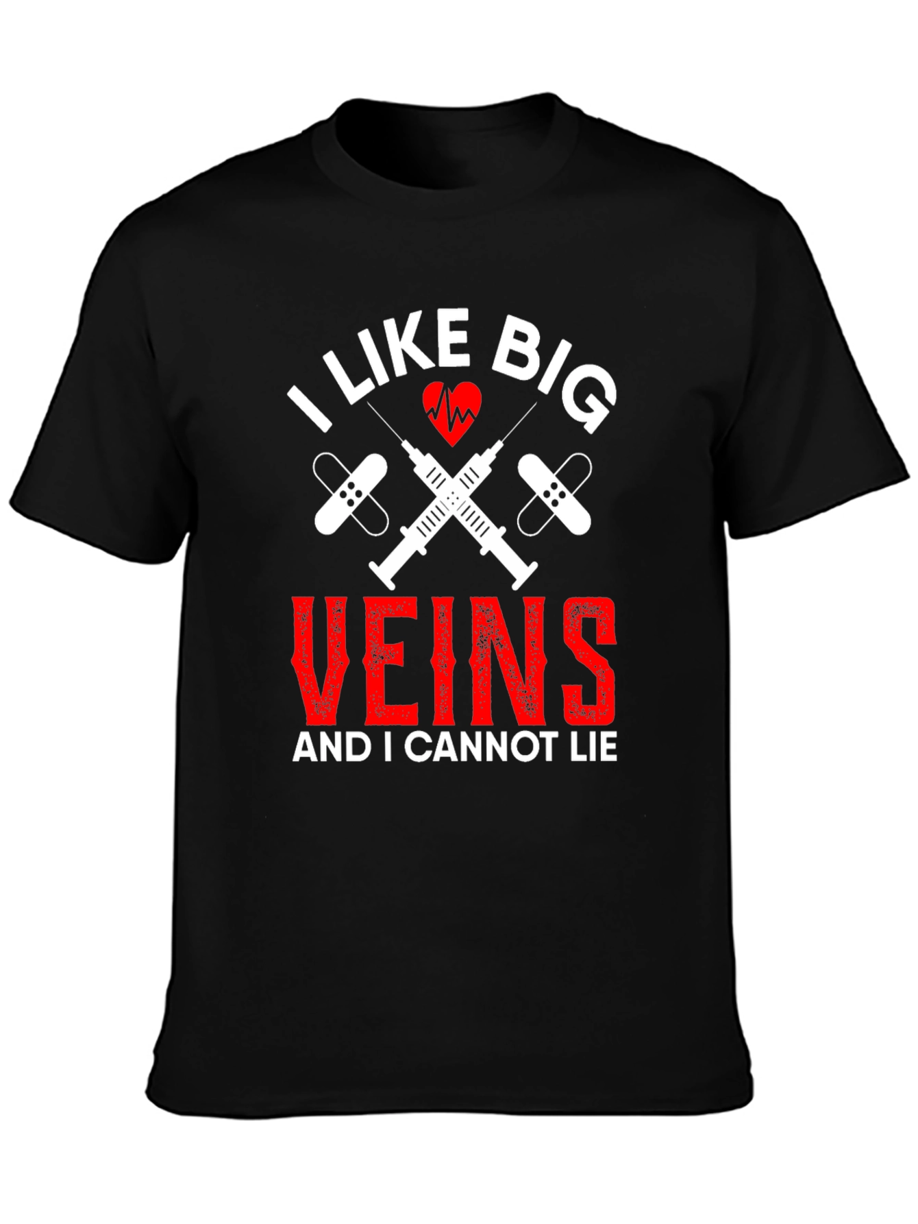 Black I Like Big Veins Funny Nurse T-Shirt view 3