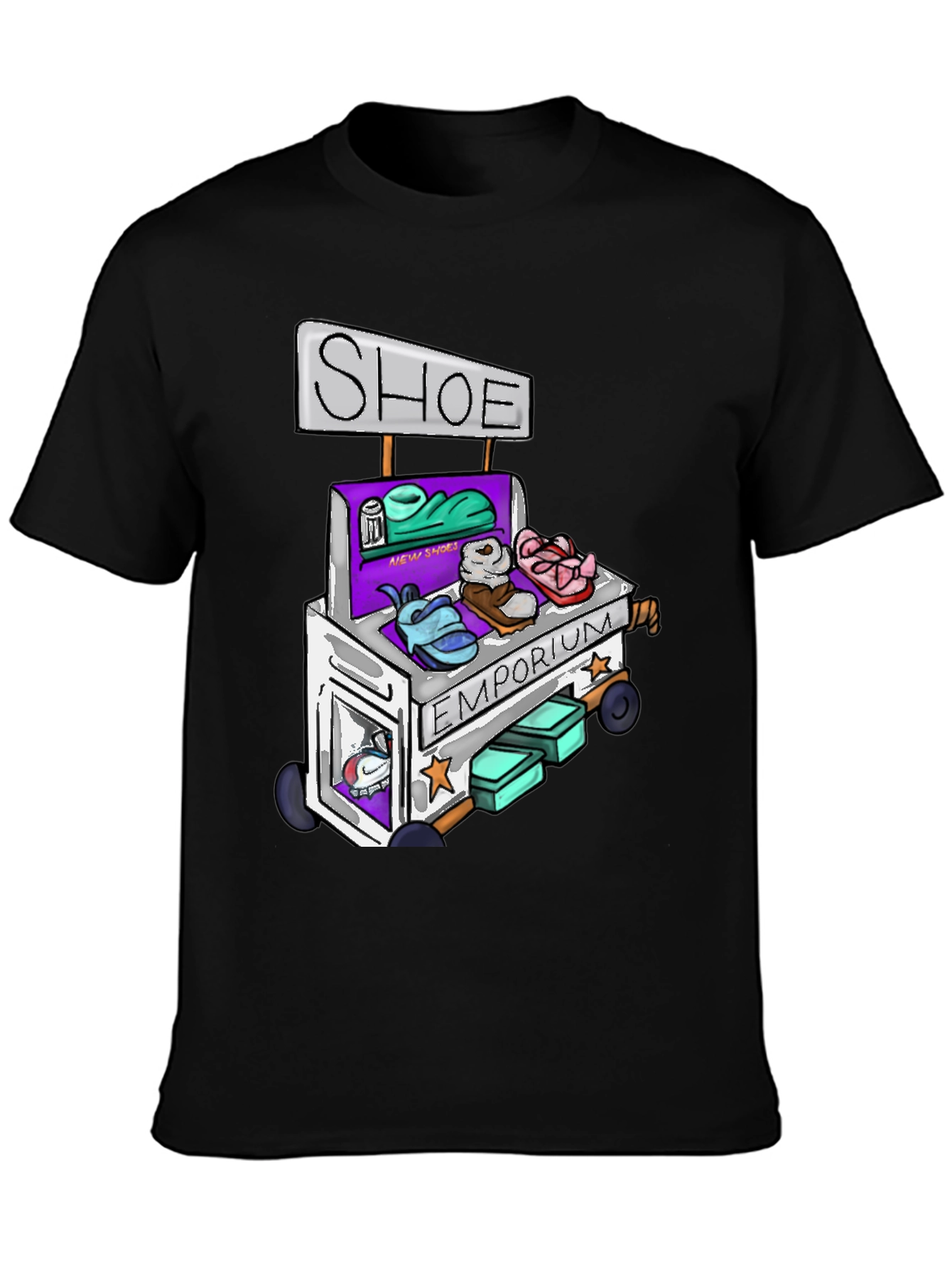 Black Shoe Emporium Tee - Unique Cartoon Design view 3