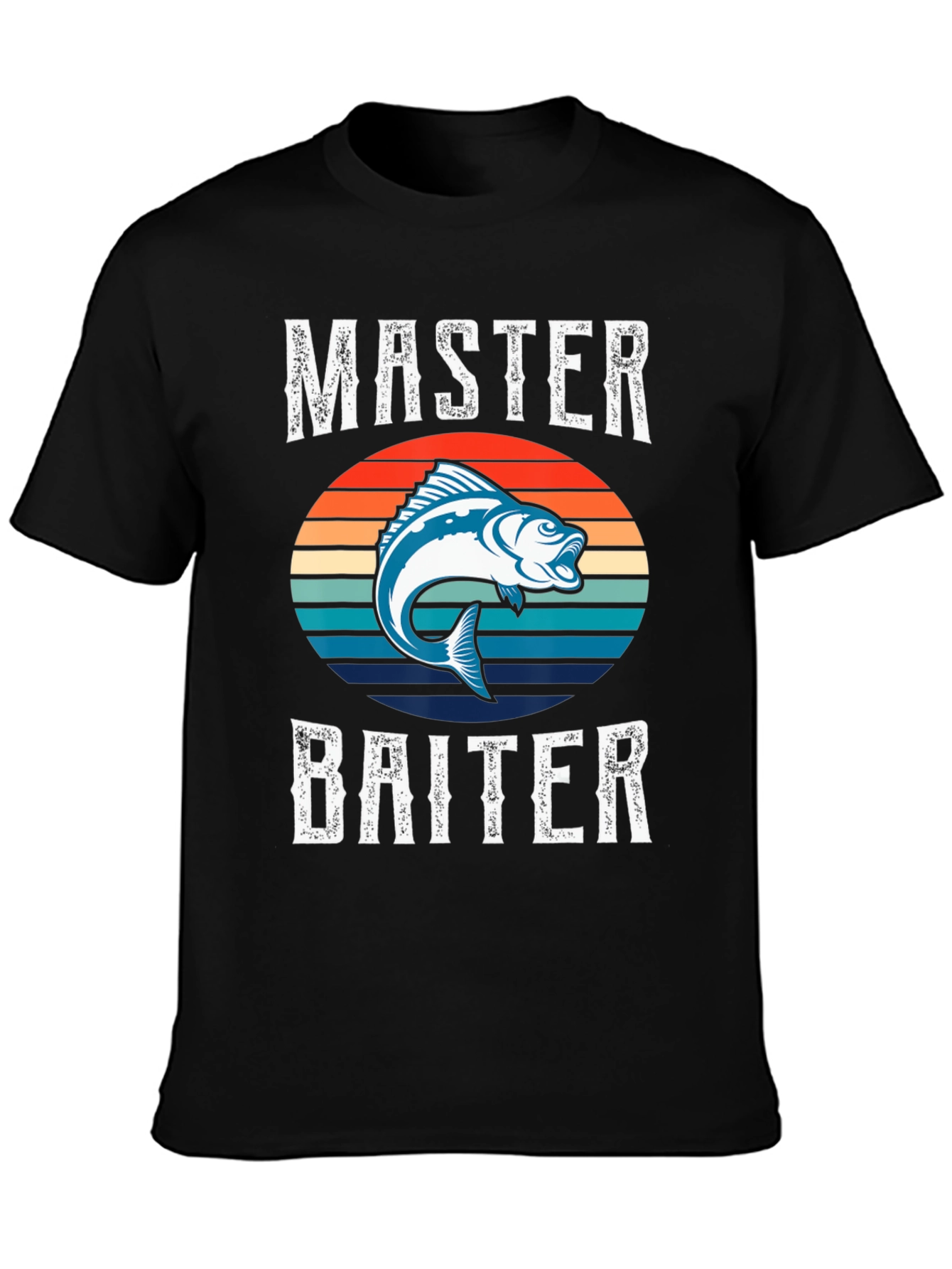 Black Master Baiter Fishing Graphic T-Shirt view 3