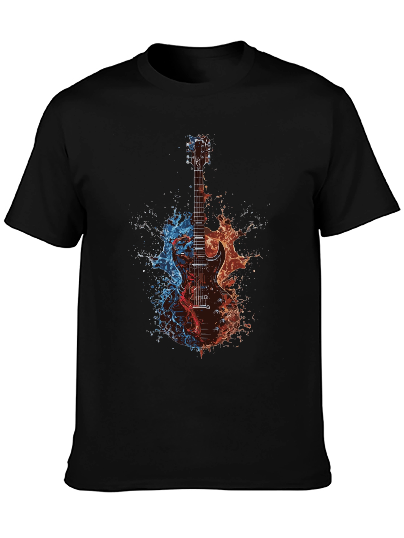 Black Fiery Guitar T-Shirt - Music Lover Tee view 3