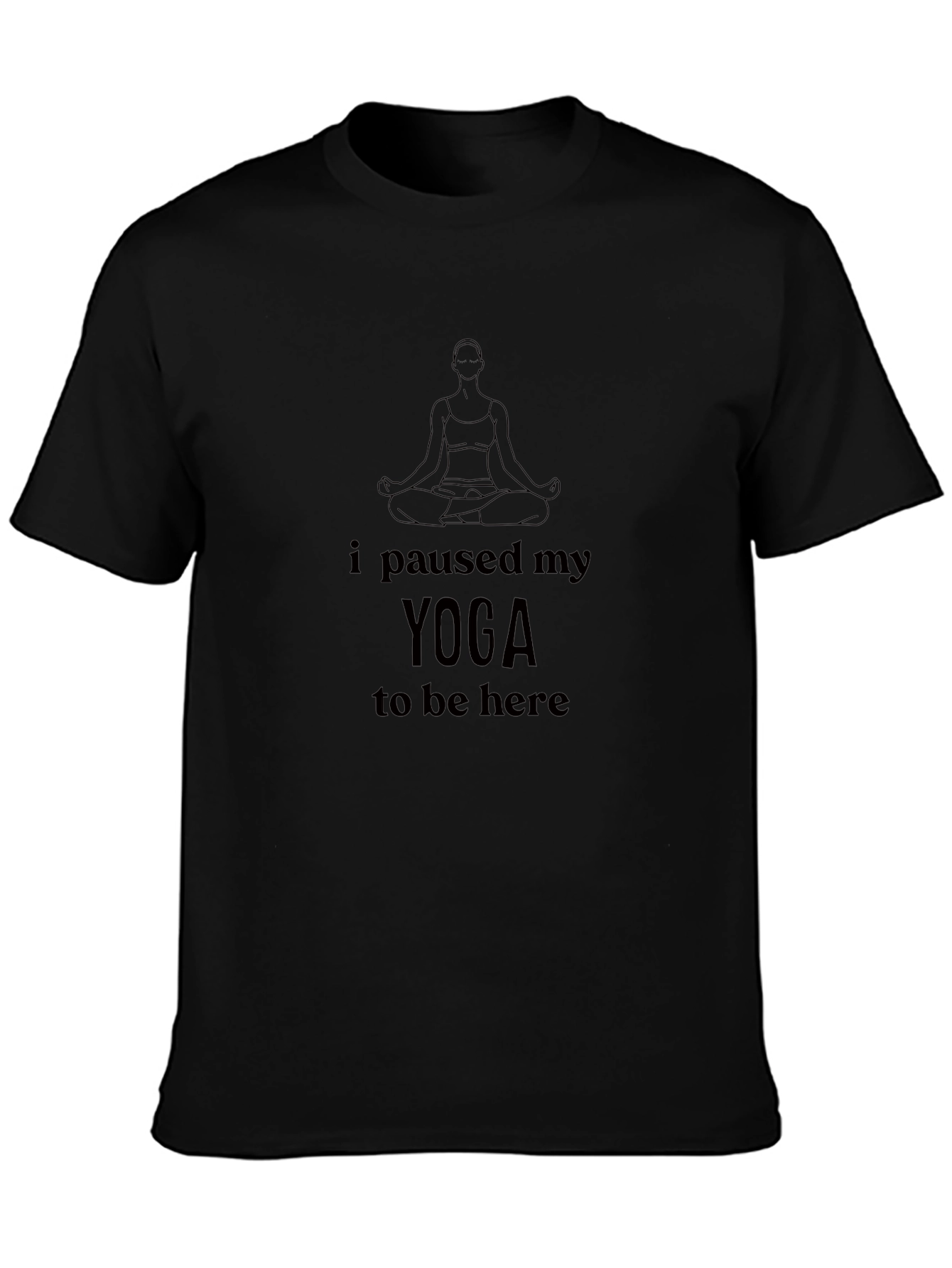 Black Yoga Paused T-Shirt - Relaxed Fit, Soft Cotton Blend view 3
