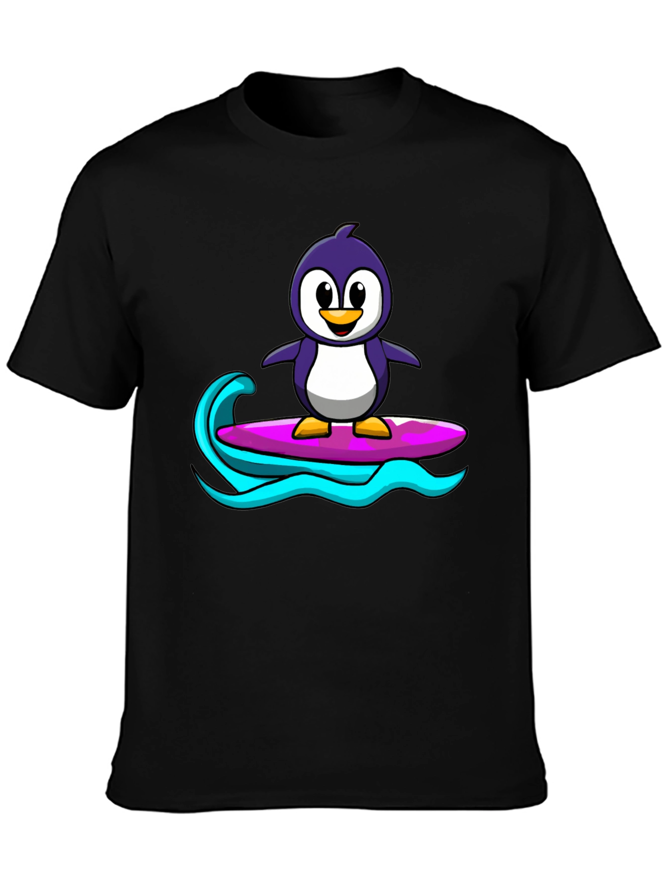 Black Penguin Surfing Graphic Tee - Black view 3