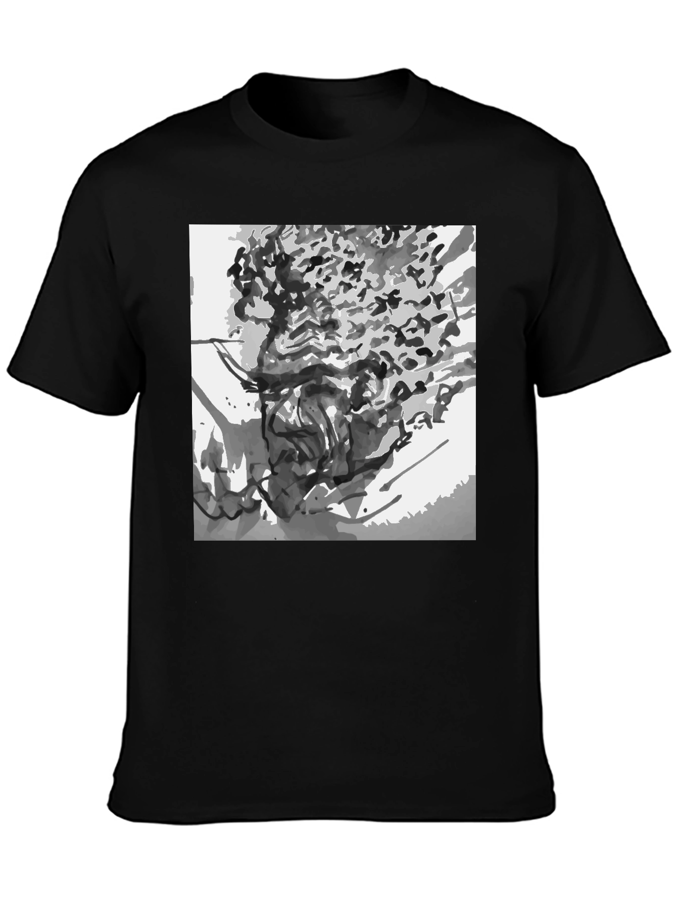 Black Abstract Art Black Cotton T-Shirt view 3