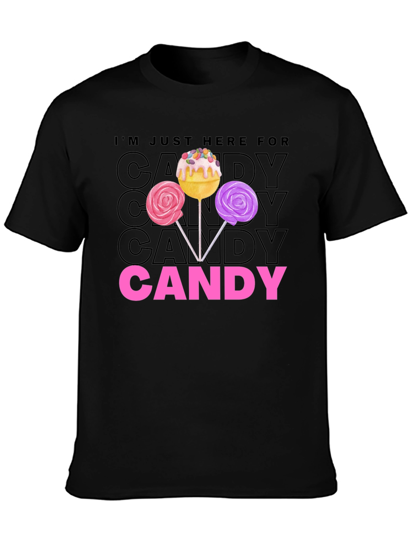 Black Candy Lover T-Shirt - Just Here For Candy Tee view 3