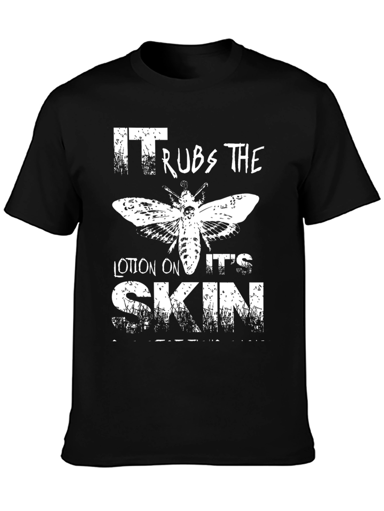 Black It Rubs the Lotion T-Shirt view 3