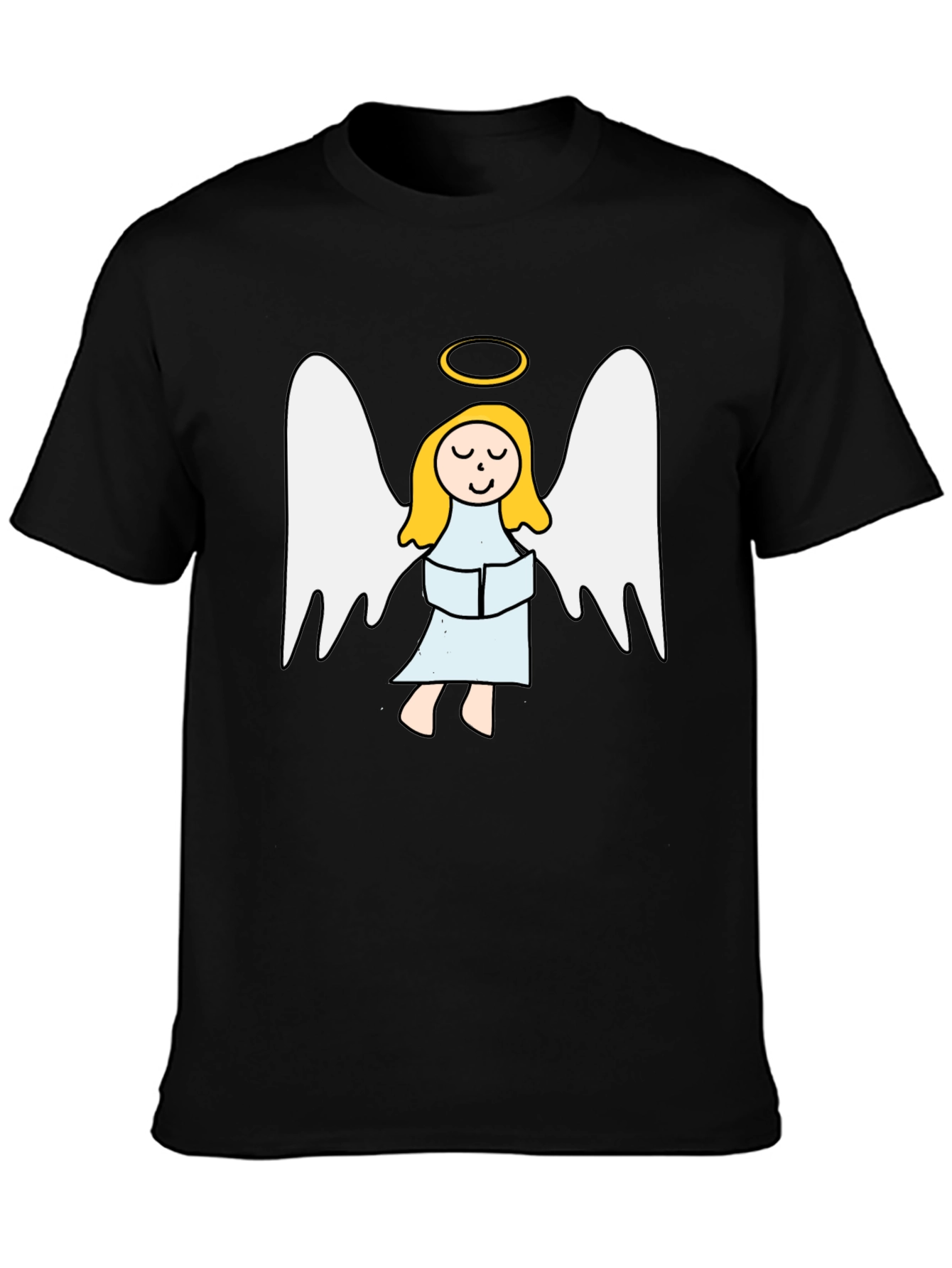 Black Angel Graphic Tee - Black Cotton T-Shirt view 3