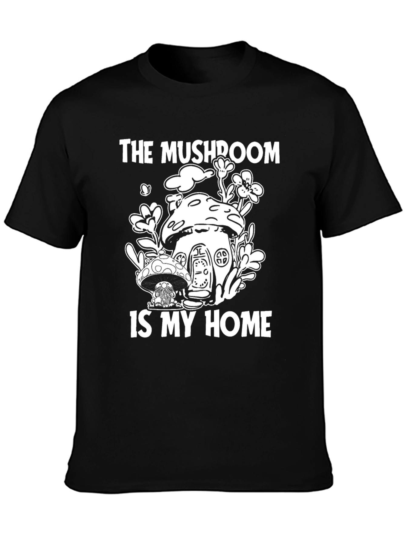 Black Mushroom Home T-Shirt - Nature Lover Tee view 3