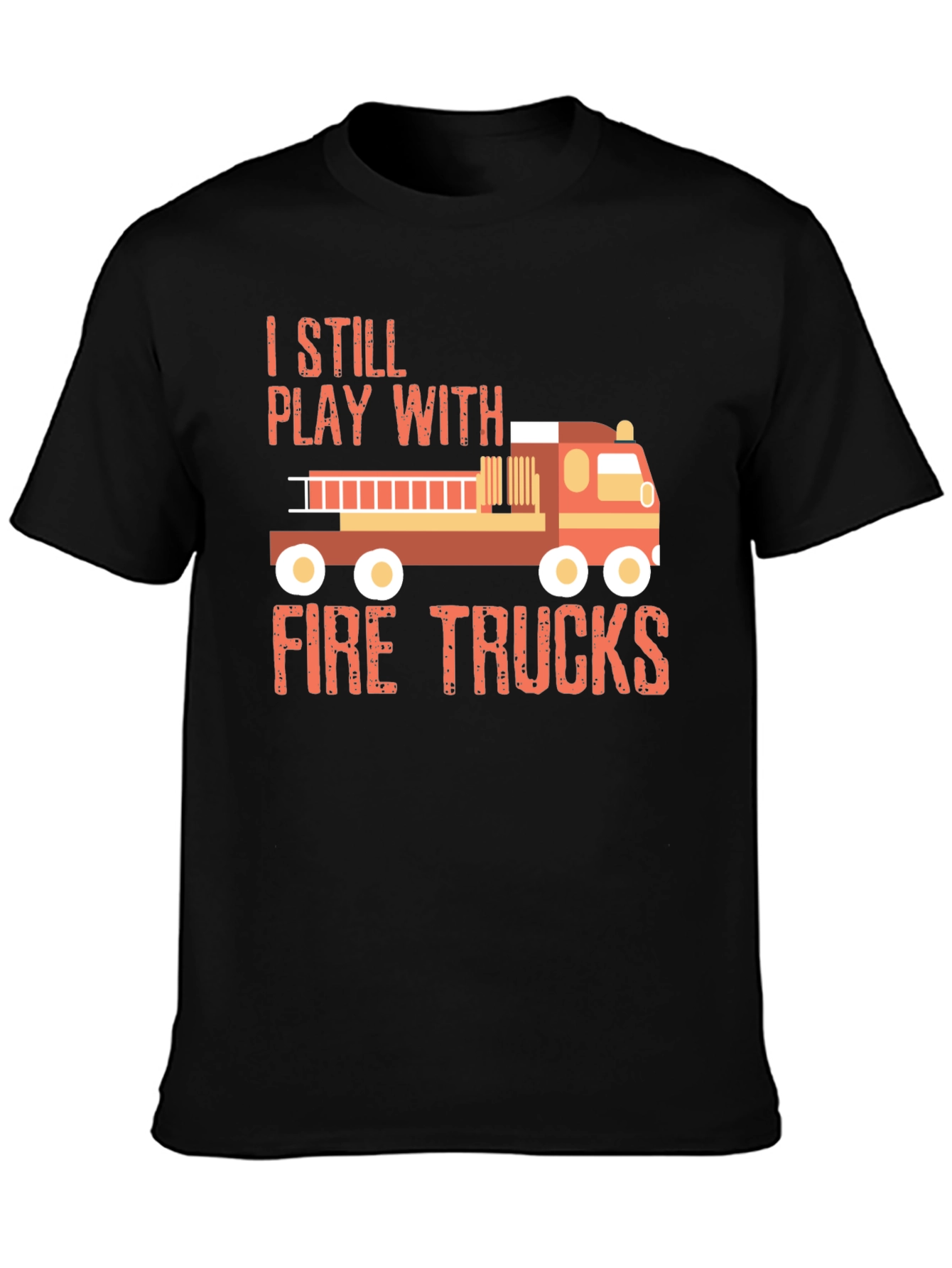 Black Fire Trucks T-Shirt - Play with Fire Trucks! view 3