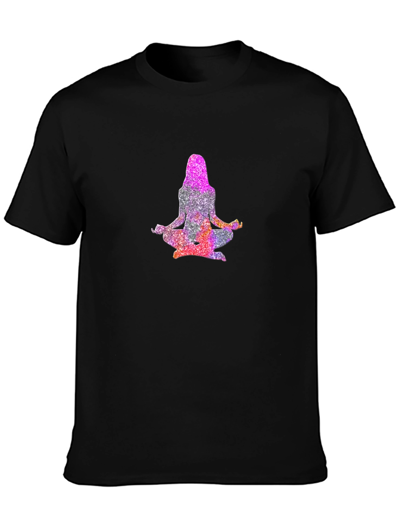 Black Meditative Glitter Yoga Tee view 3