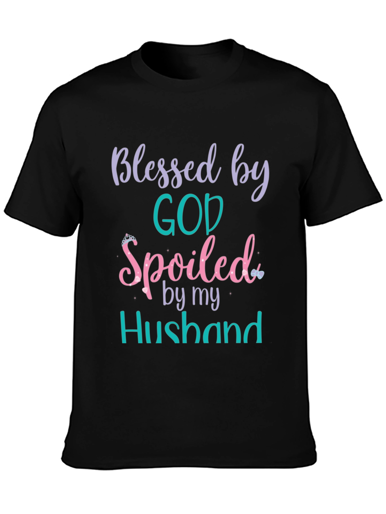 Black Blessed by God, Spoiled by My Husband T-Shirt view 3