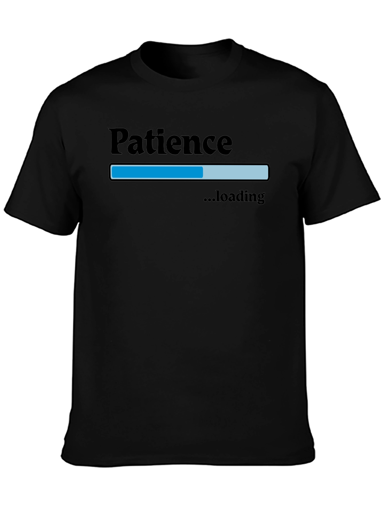 Black Patience Loading Men's Black Graphic T-Shirt view 3