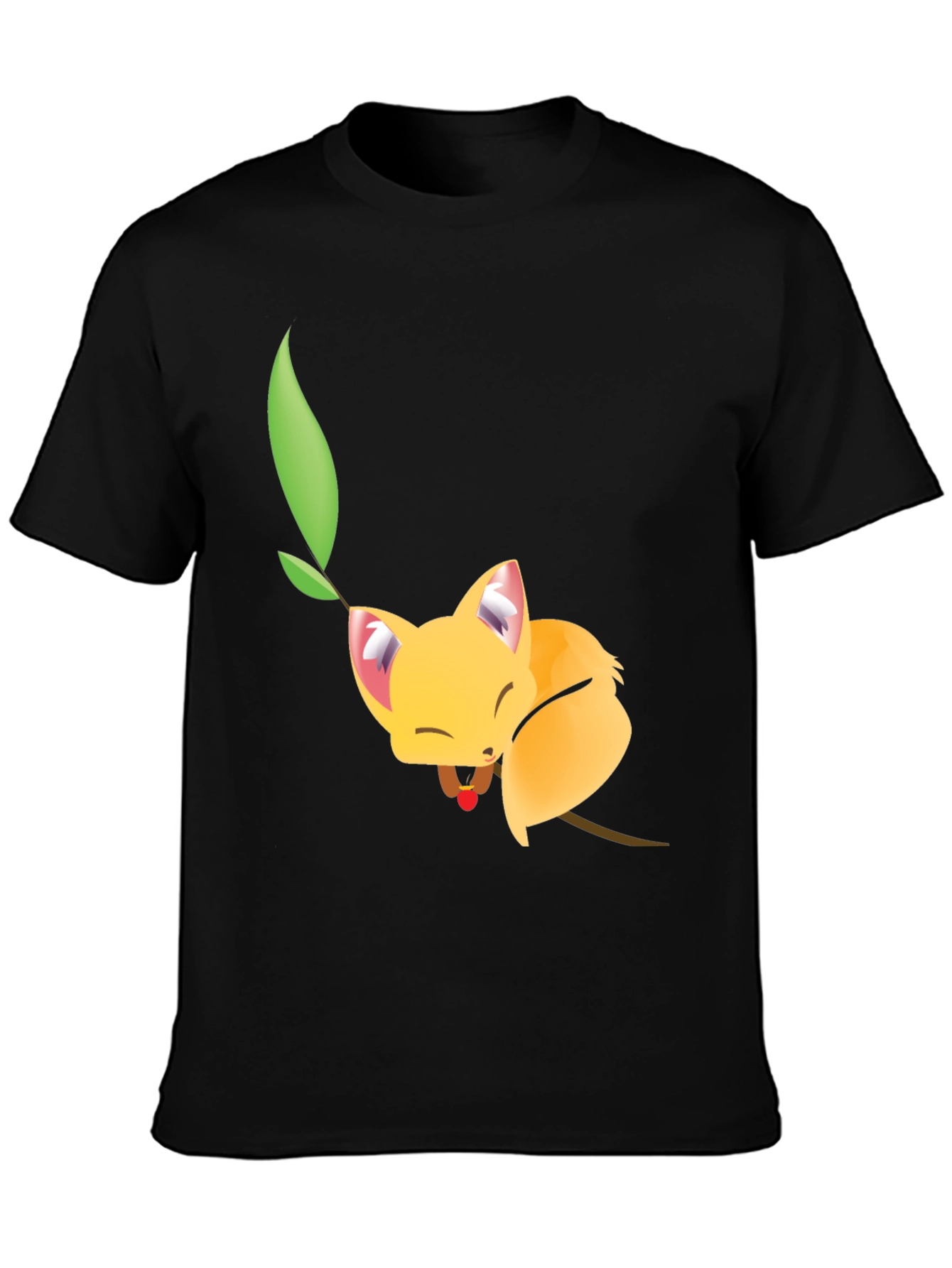 Black Cute Sleeping Fox Tee - Unique Graphic T-Shirt view 3