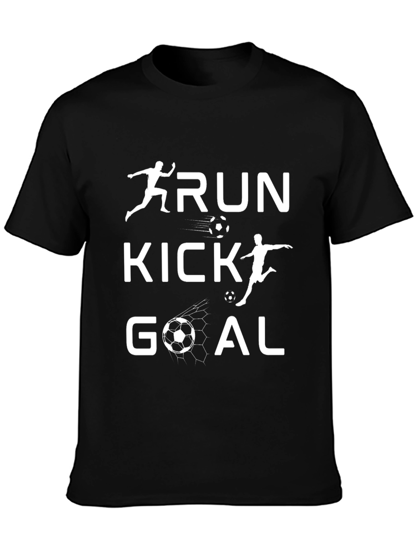 Run Kick Goal Soccer Graphic Tee - Black T-Shirt - 3