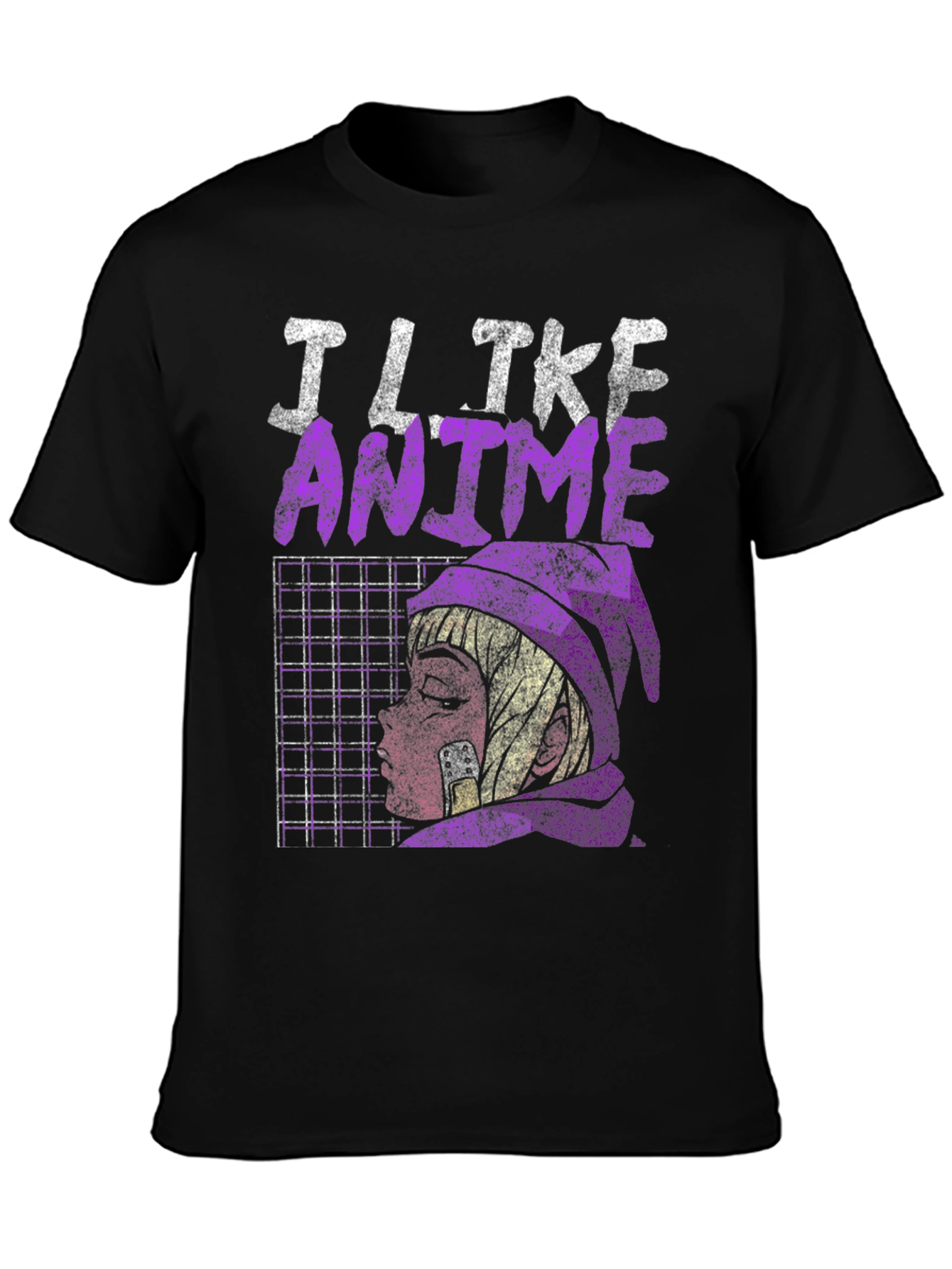 Black I Like Anime Graphic T-Shirt view 3