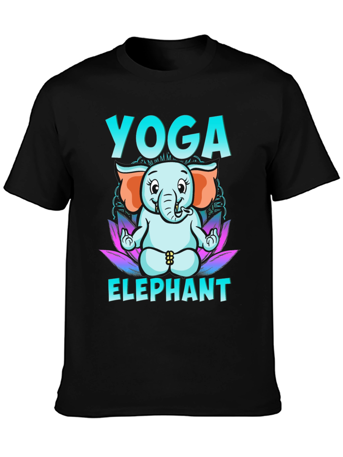 Black Yoga Elephant Graphic Tee - Black view 3