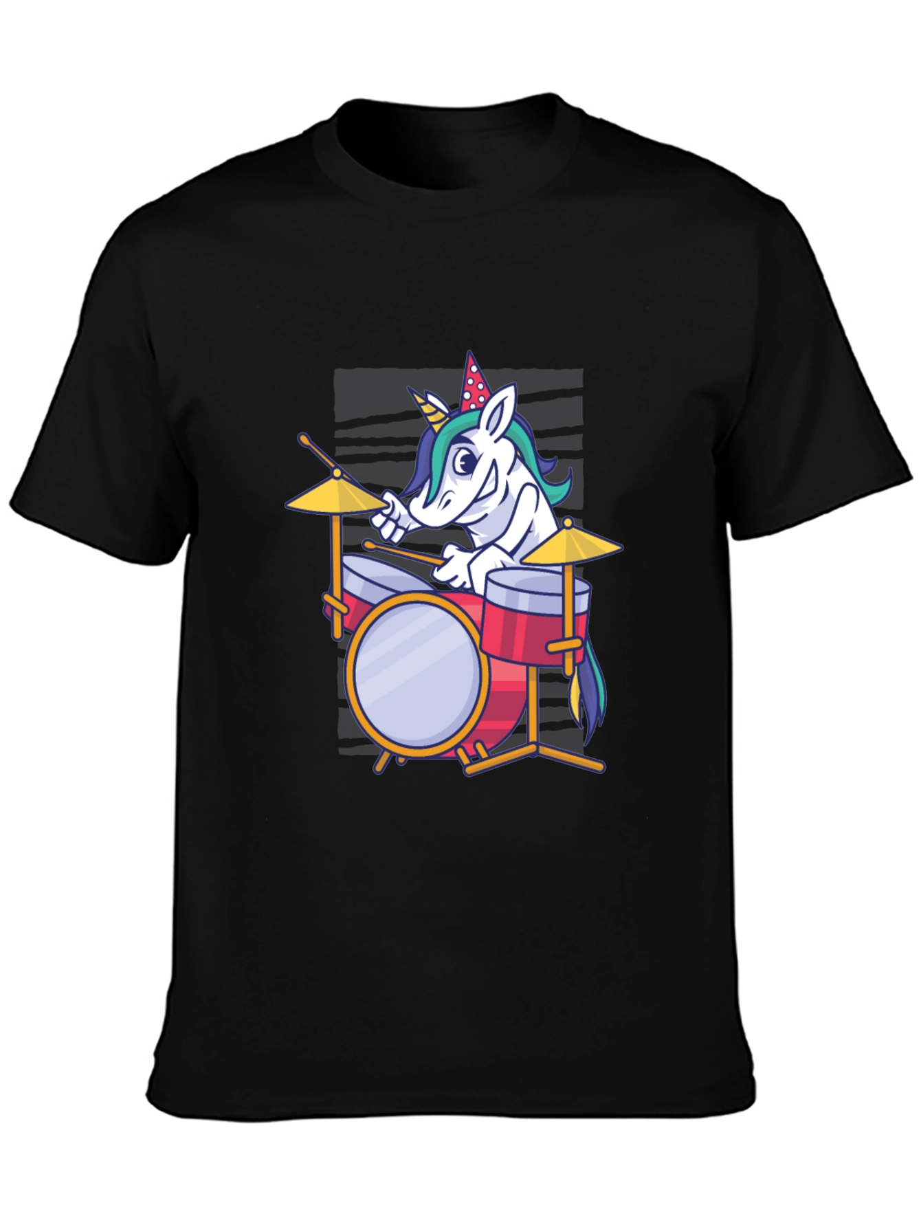 Black Unicorn Drummer Graphic Tee - Fun & Unique T-Shirt view 3