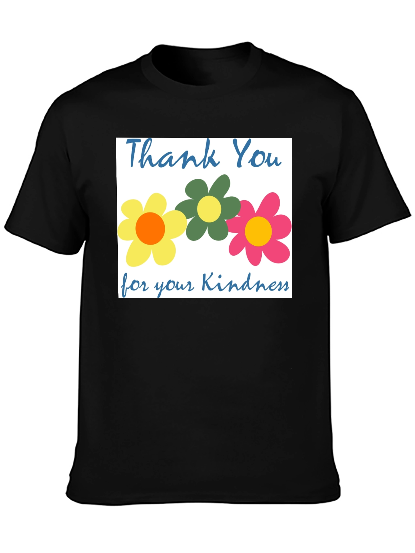 Black Thank You Flowers T-Shirt - Kindness Appreciation Tee view 3