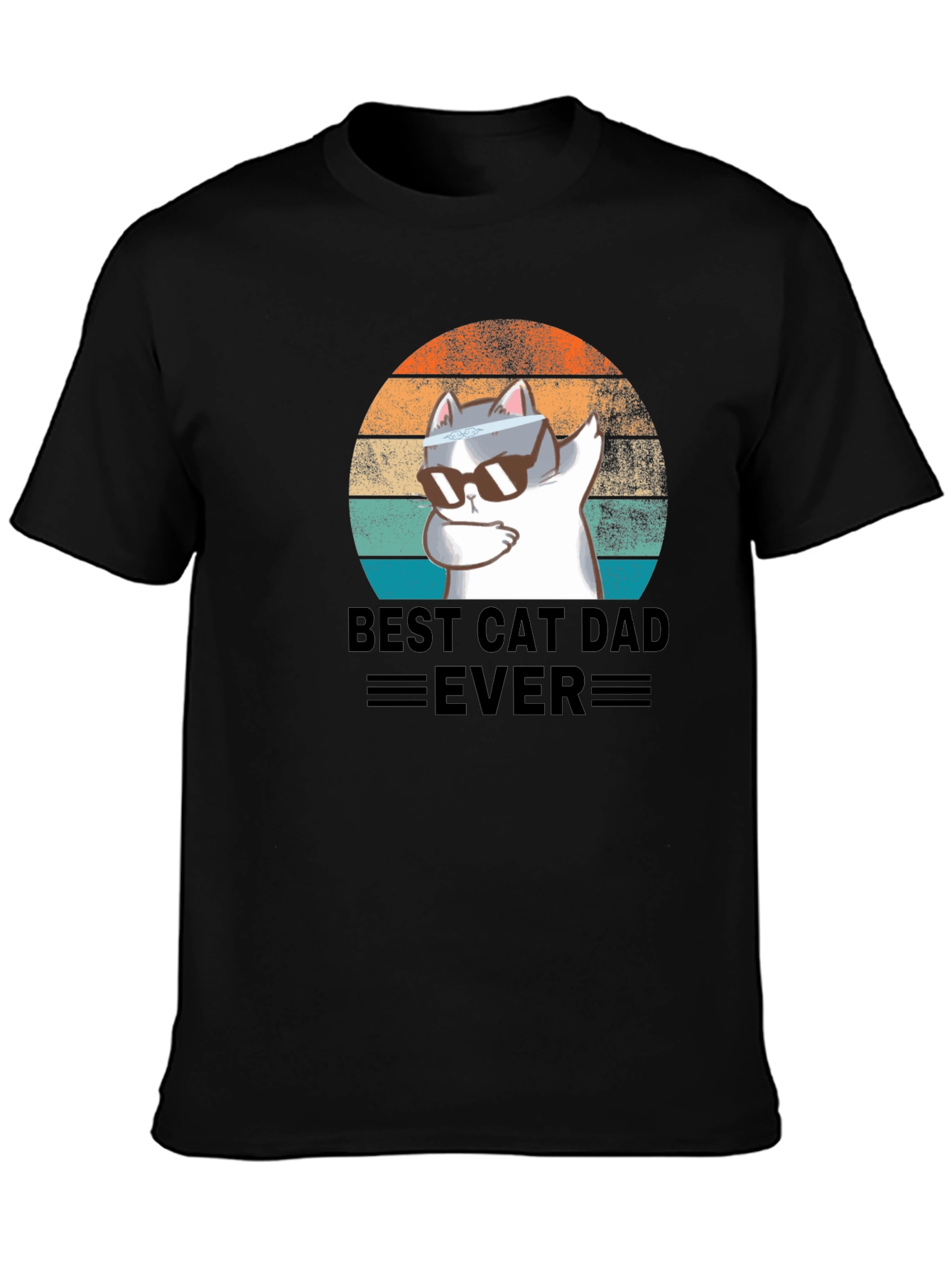 Black Best Cat Dad Ever T-Shirt view 3