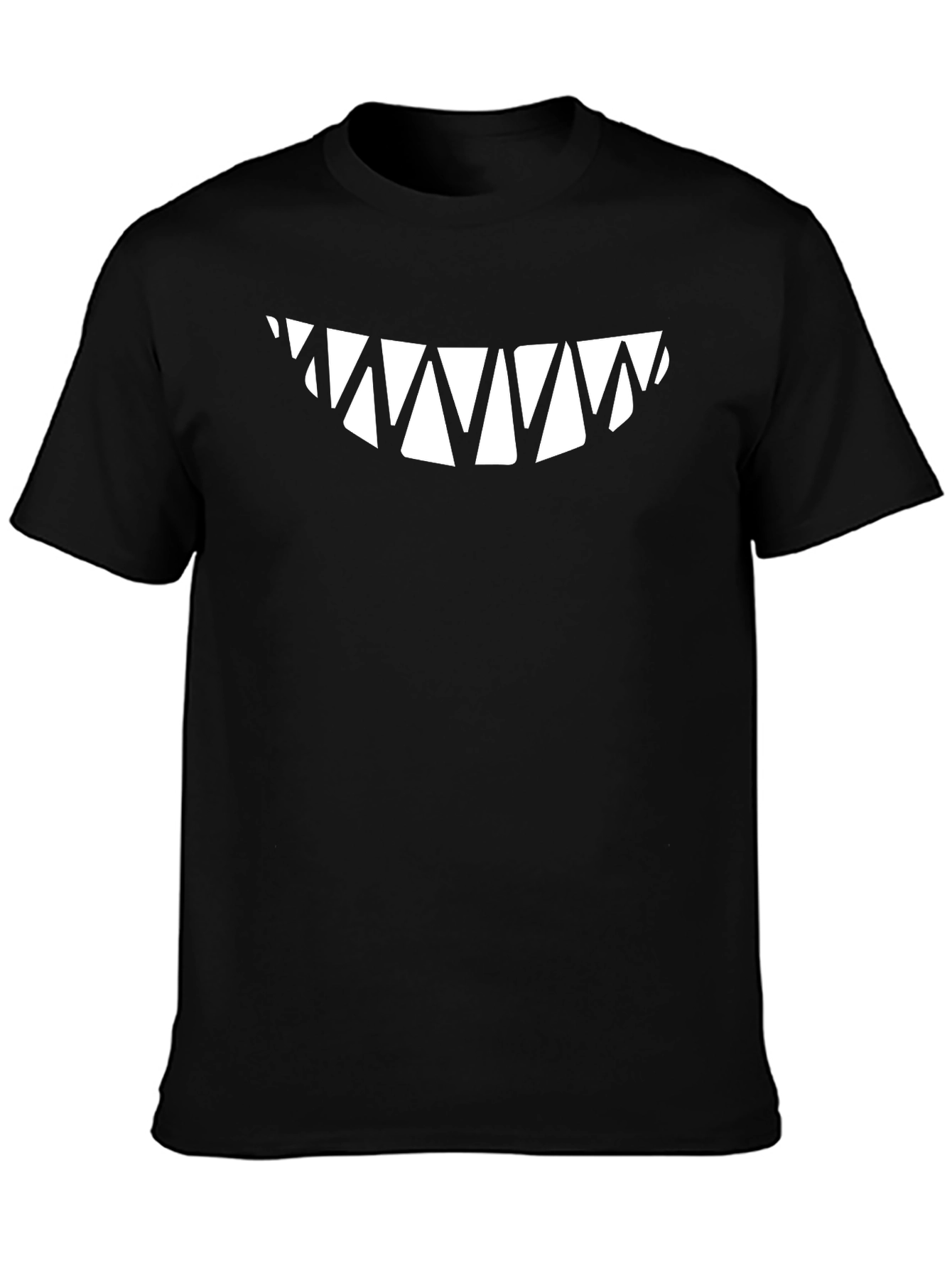 Black Men's Black T-Shirt with Sharp Teeth Graphic view 3