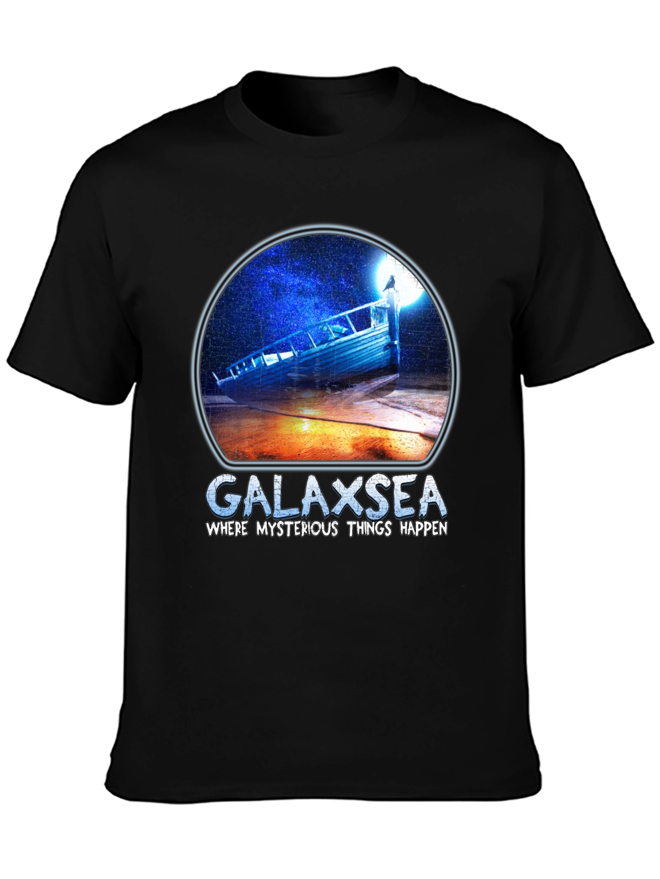 Black Galaxsea Graphic T-Shirt - Mysterious Design view 3