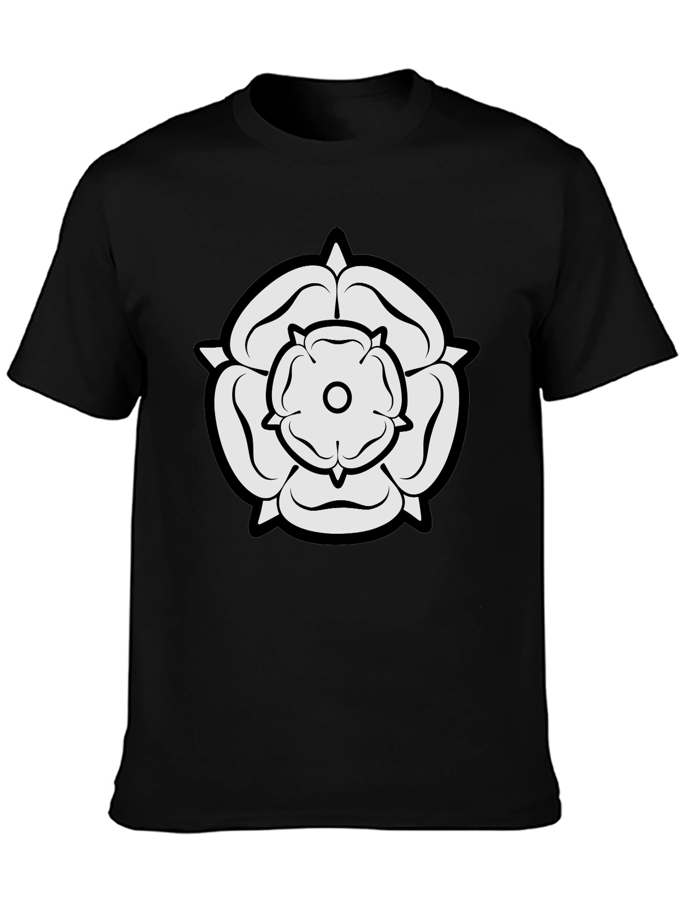 Black White Rose Graphic Black Tee view 3