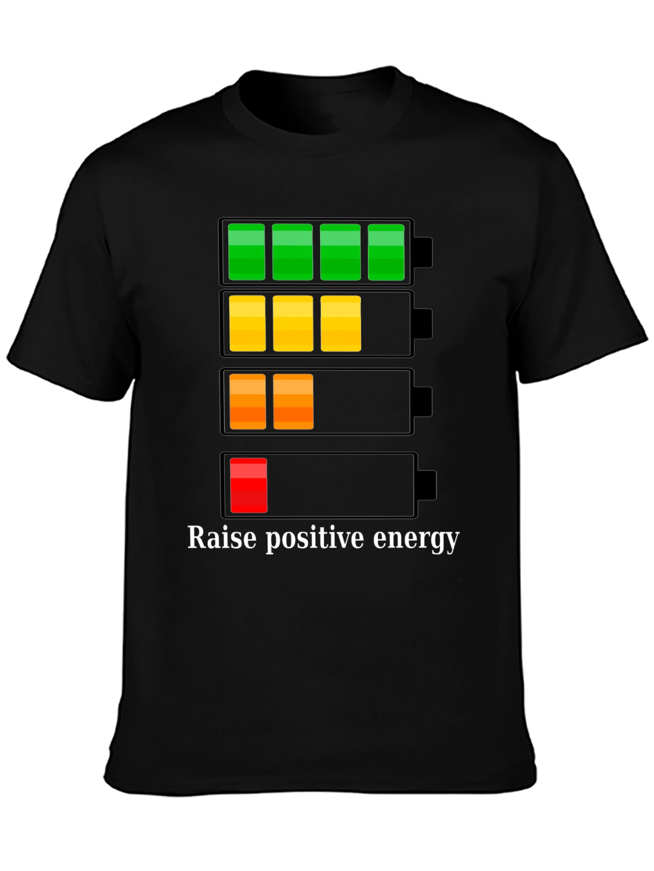Black Raise Positive Energy T-Shirt - Battery Level Graphic view 3