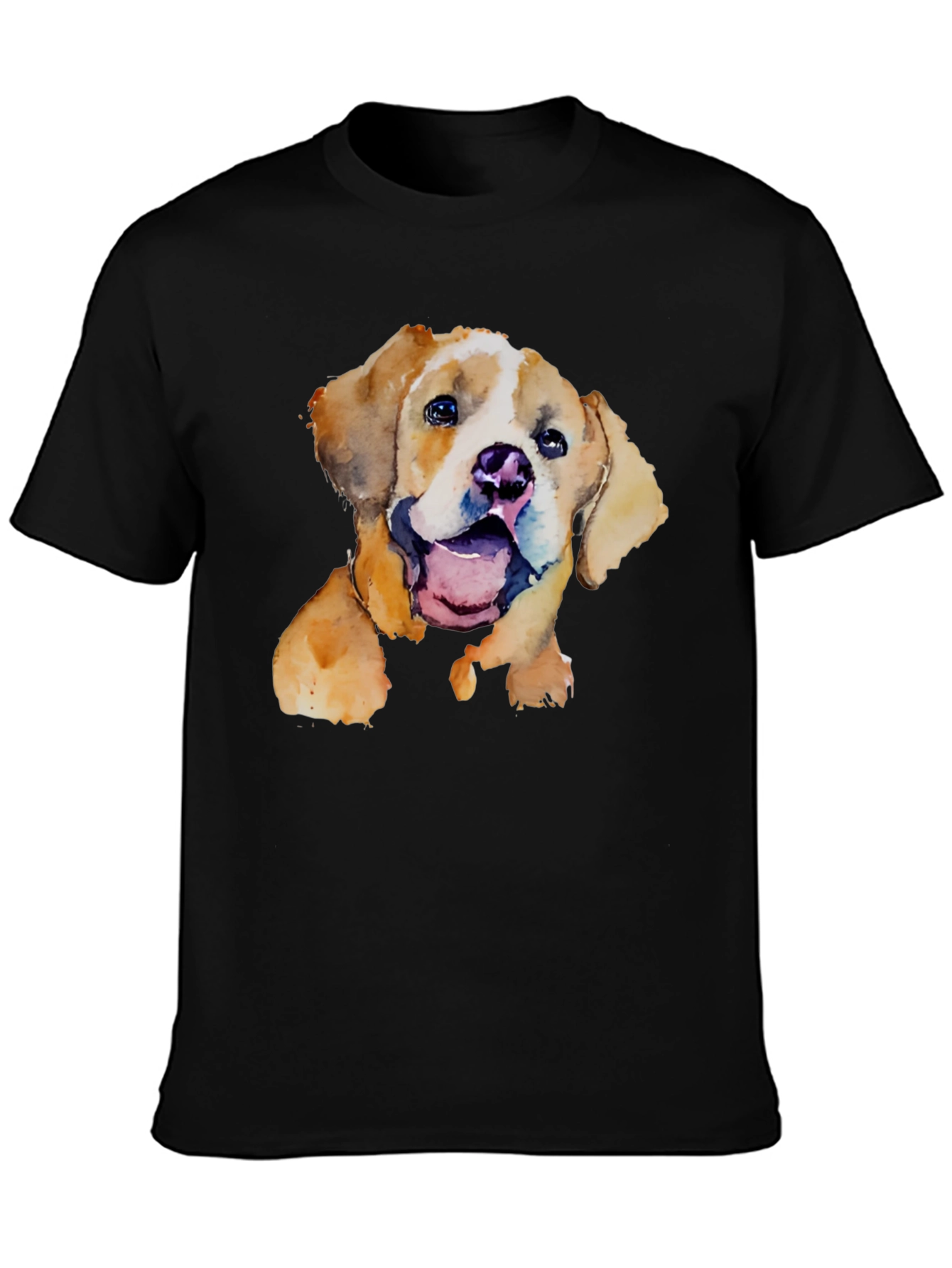 Black Watercolor Puppy Graphic T-Shirt - Cute Dog Tee view 3