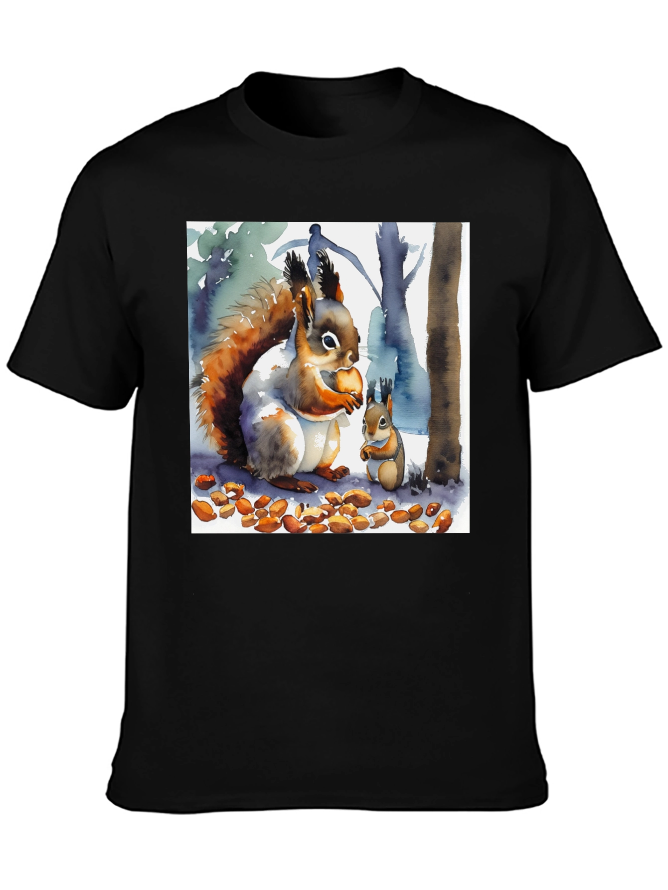 Black Squirrel Watercolor Graphic Tee view 3