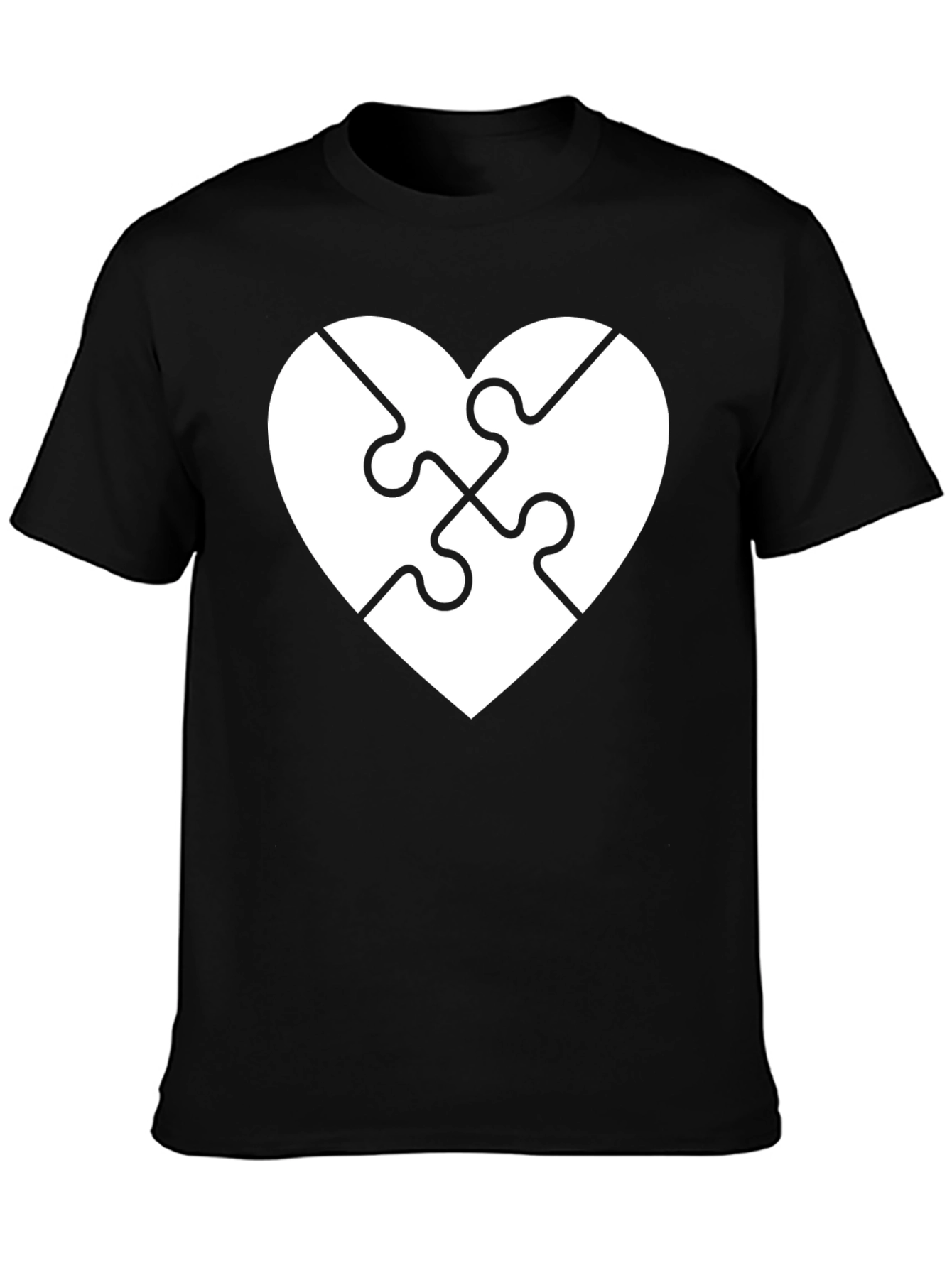 Black Heart Puzzle Piece Graphic Tee - Black Cotton view 3