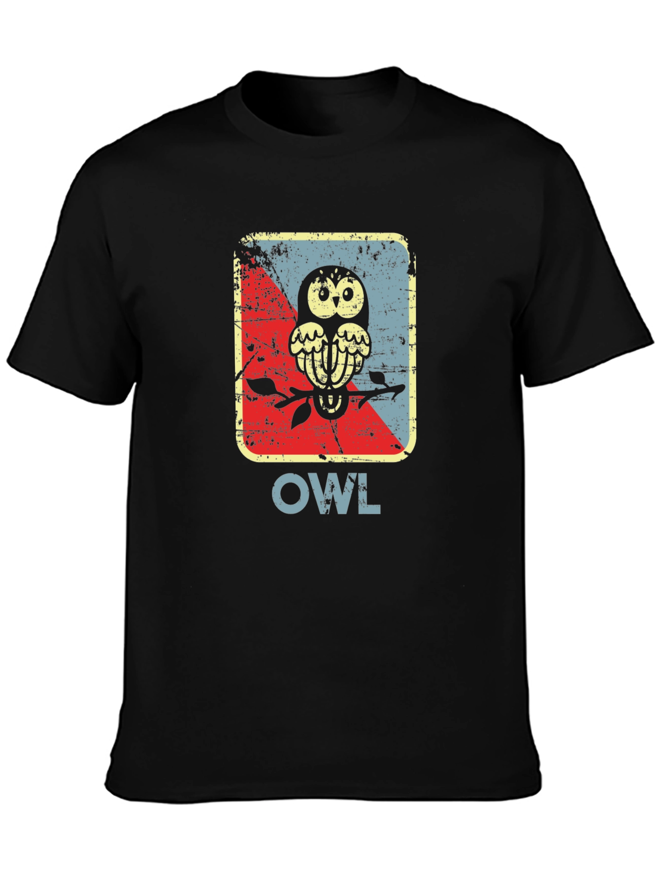 Black Vintage Owl Graphic Tee - Unique Bird Design view 3