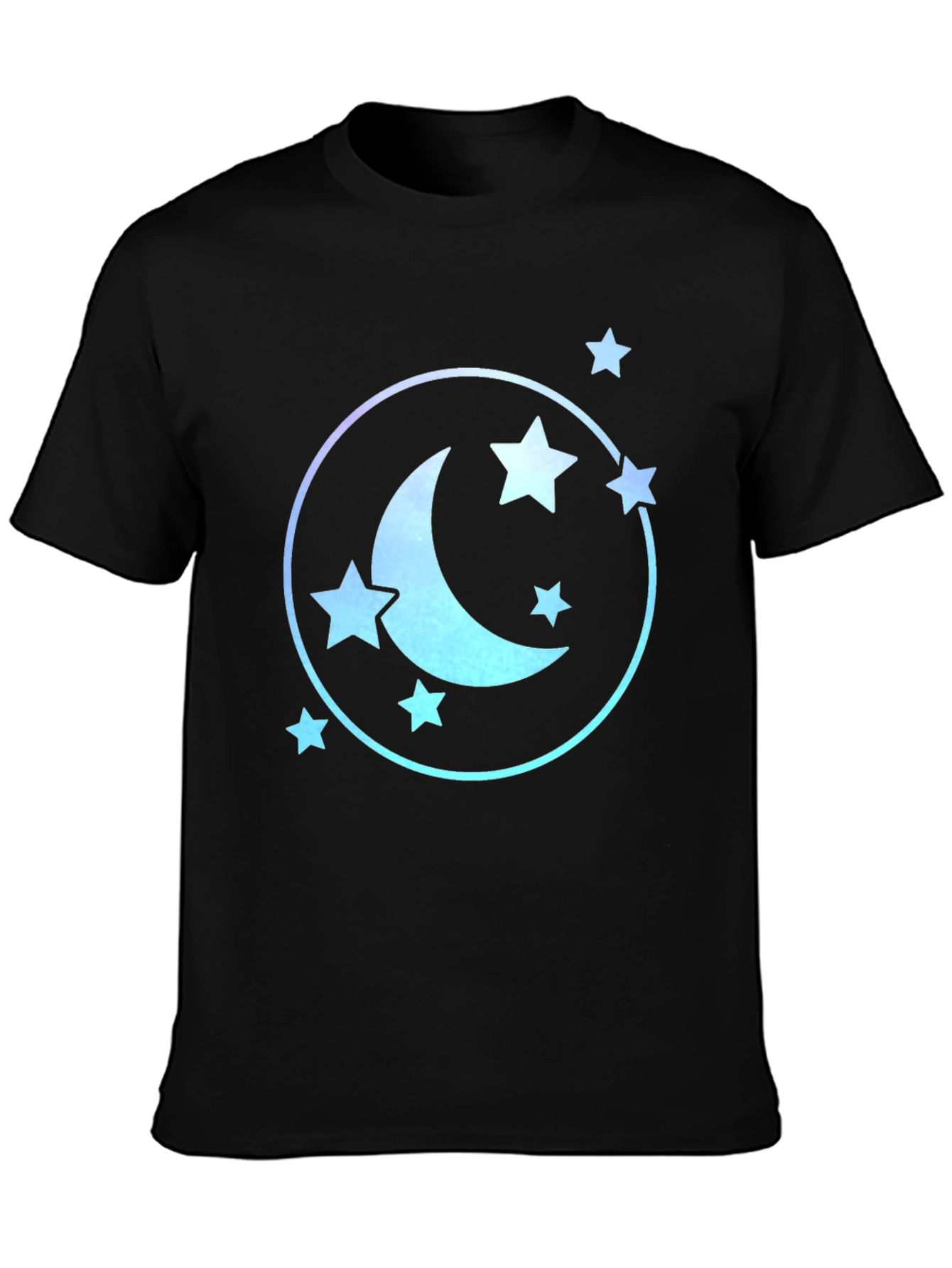 Black Celestial Moon & Stars Graphic Tee - Black Cotton Blend view 3