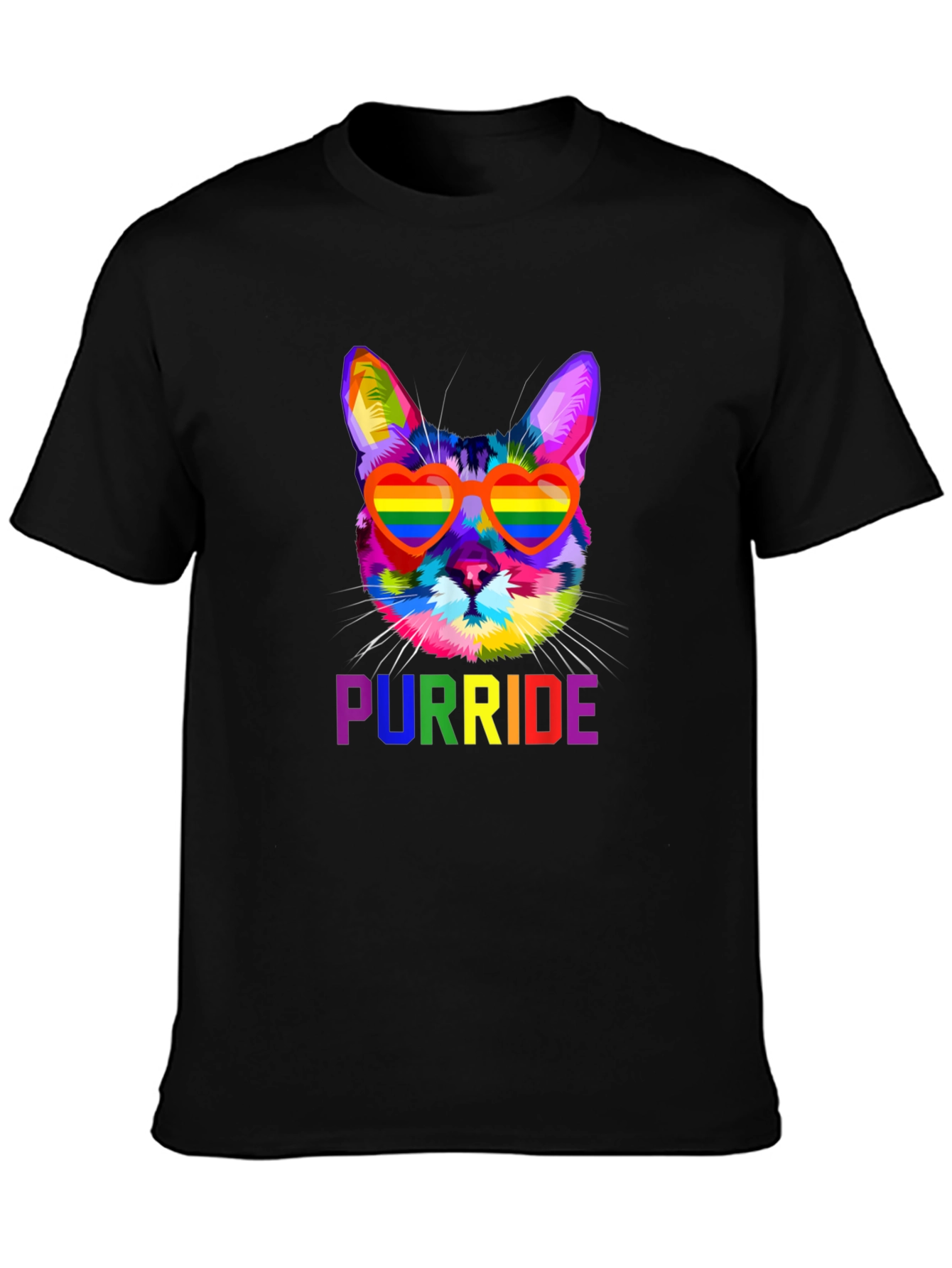 Black Rainbow Purride Cat T-Shirt view 3
