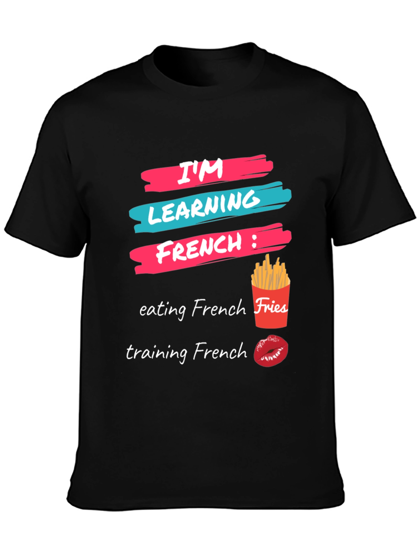 Black I'm Learning French T-Shirt view 3