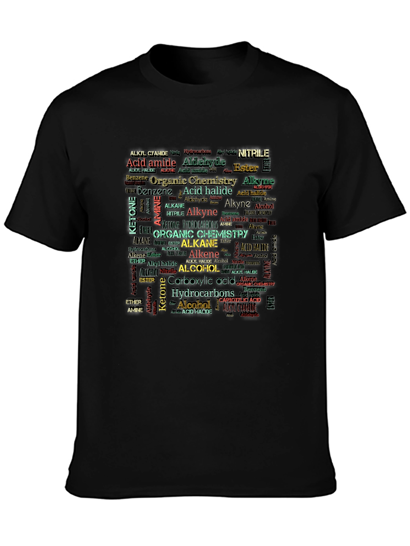 Black Organic Chemistry Word Cloud T-Shirt view 3