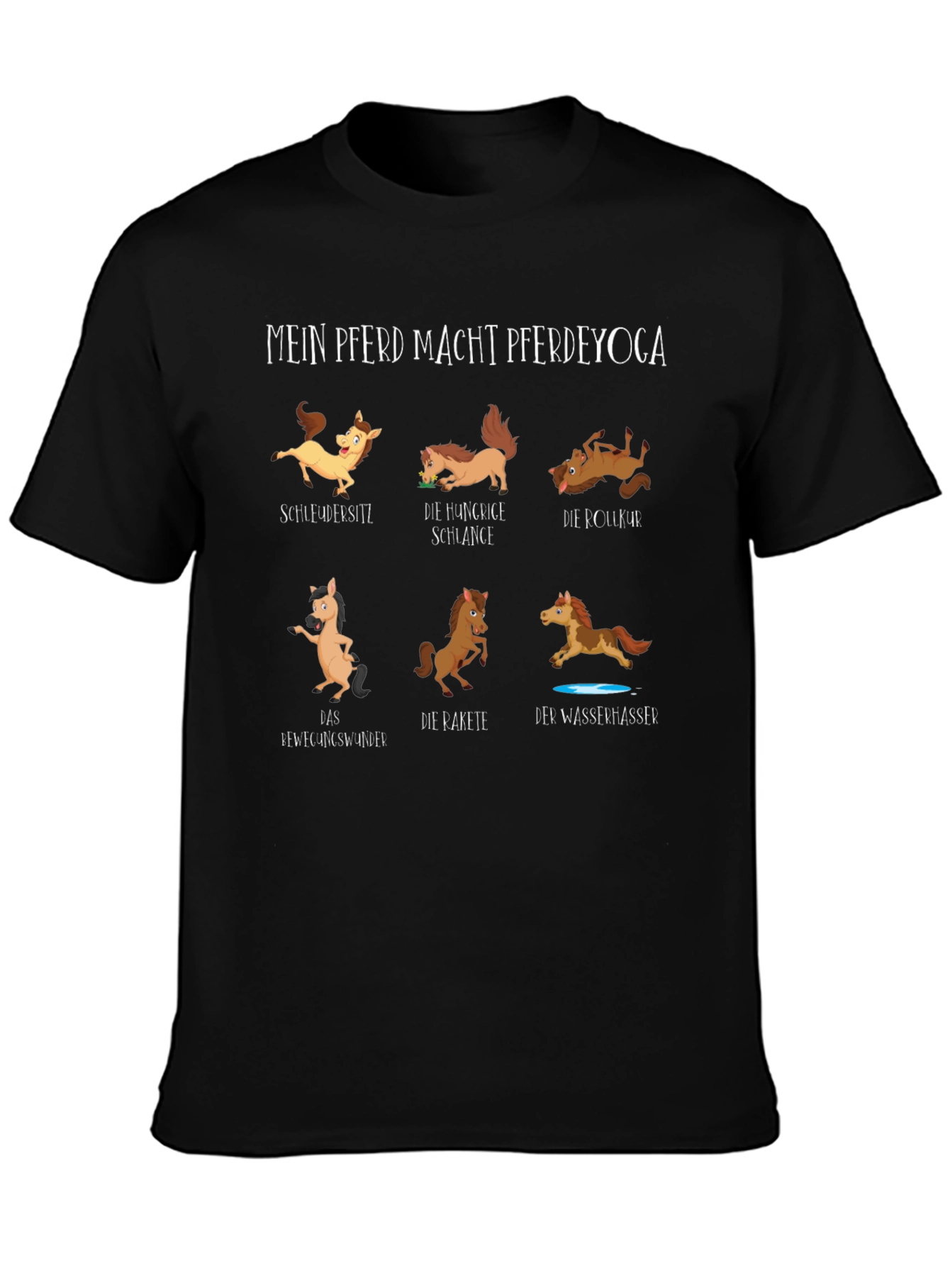 Black Horse Yoga T-Shirt - Funny Equestrian Tee view 3