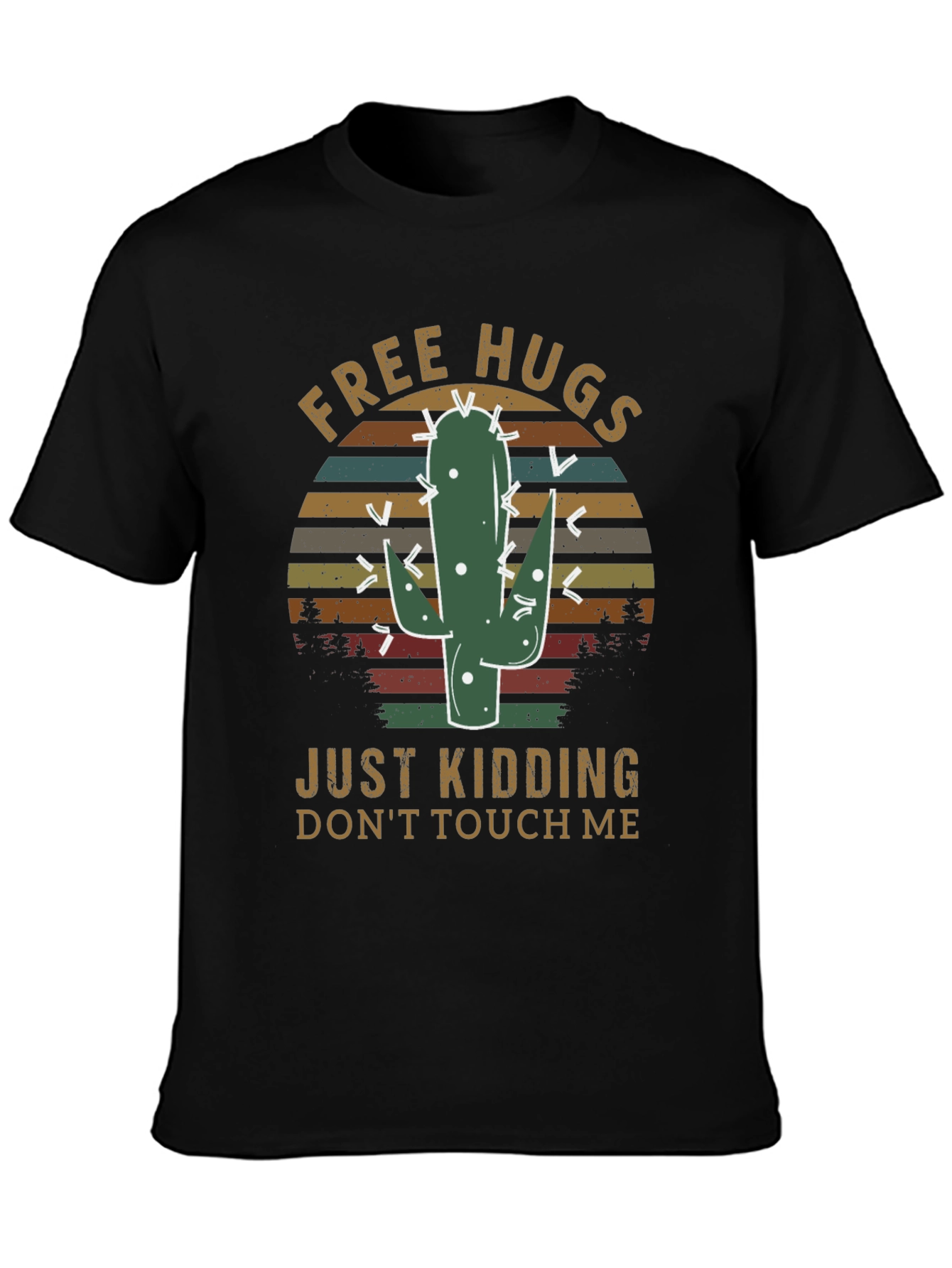 Black Free Hugs Cactus T-Shirt view 3