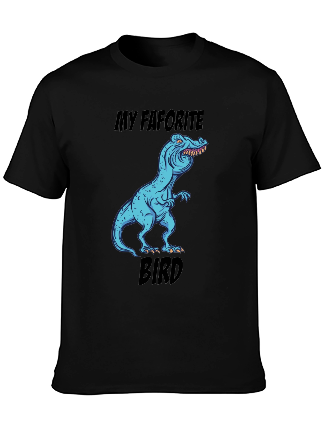 Black Funny Dinosaur T-Shirt: My Favorite Bird view 3
