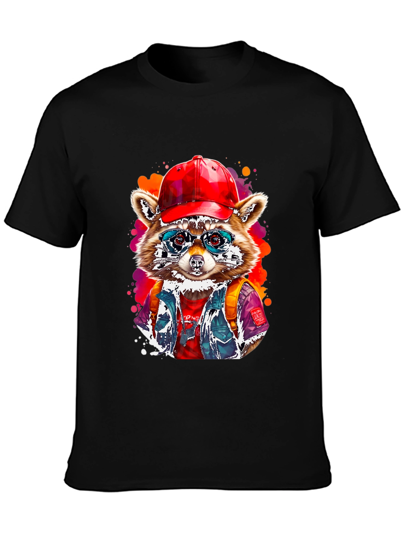 Black Cool Raccoon T-Shirt view 3