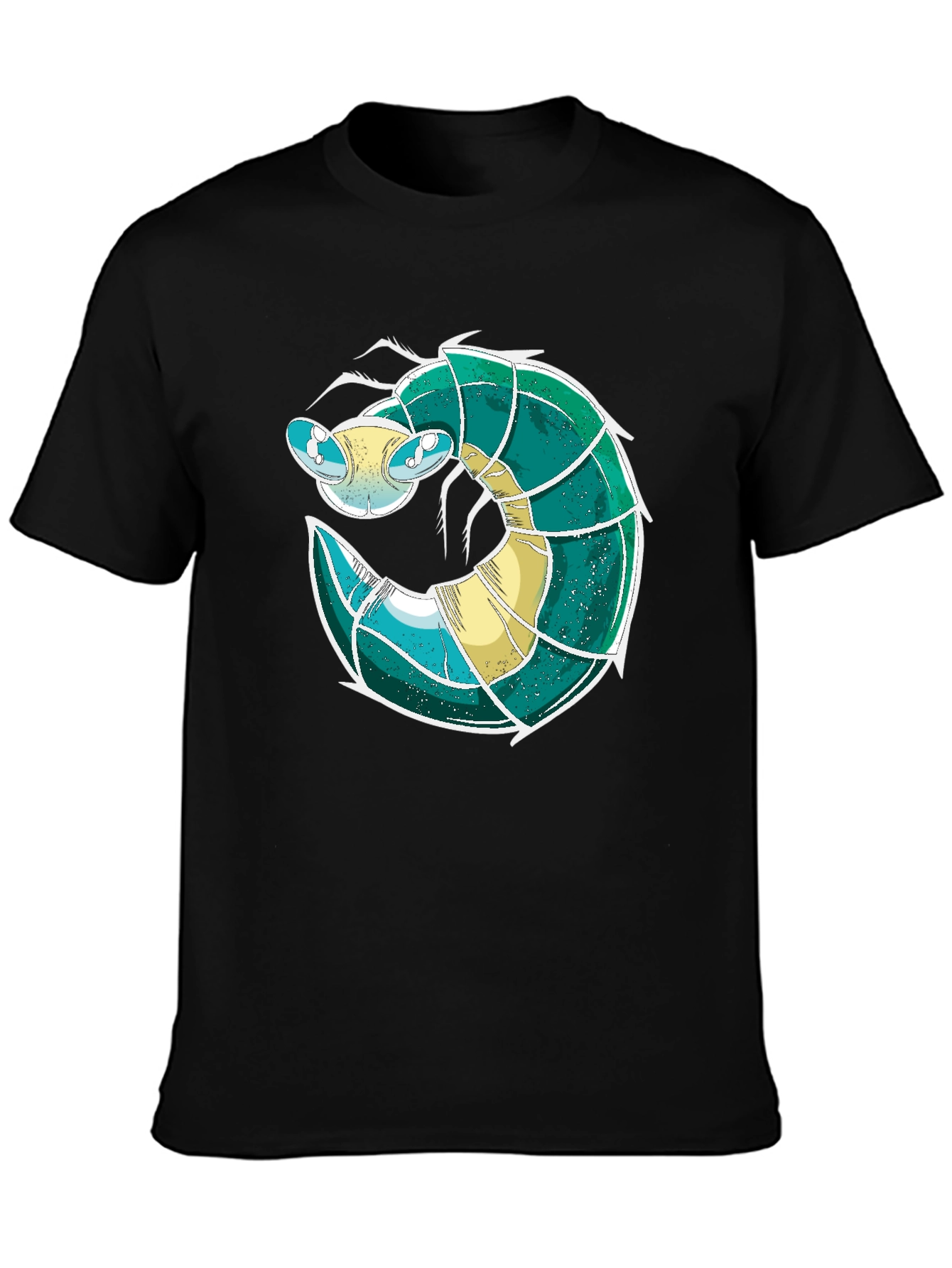 Black Cool Shrimp Design Black T-Shirt view 3