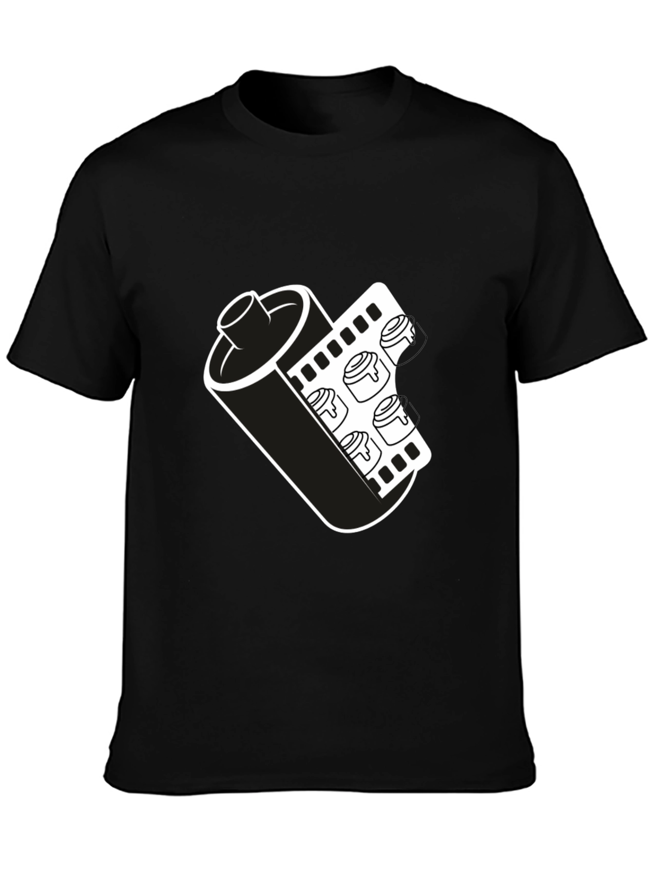 Black Retro Film Roll T-Shirt - Classic Photography Tee view 3