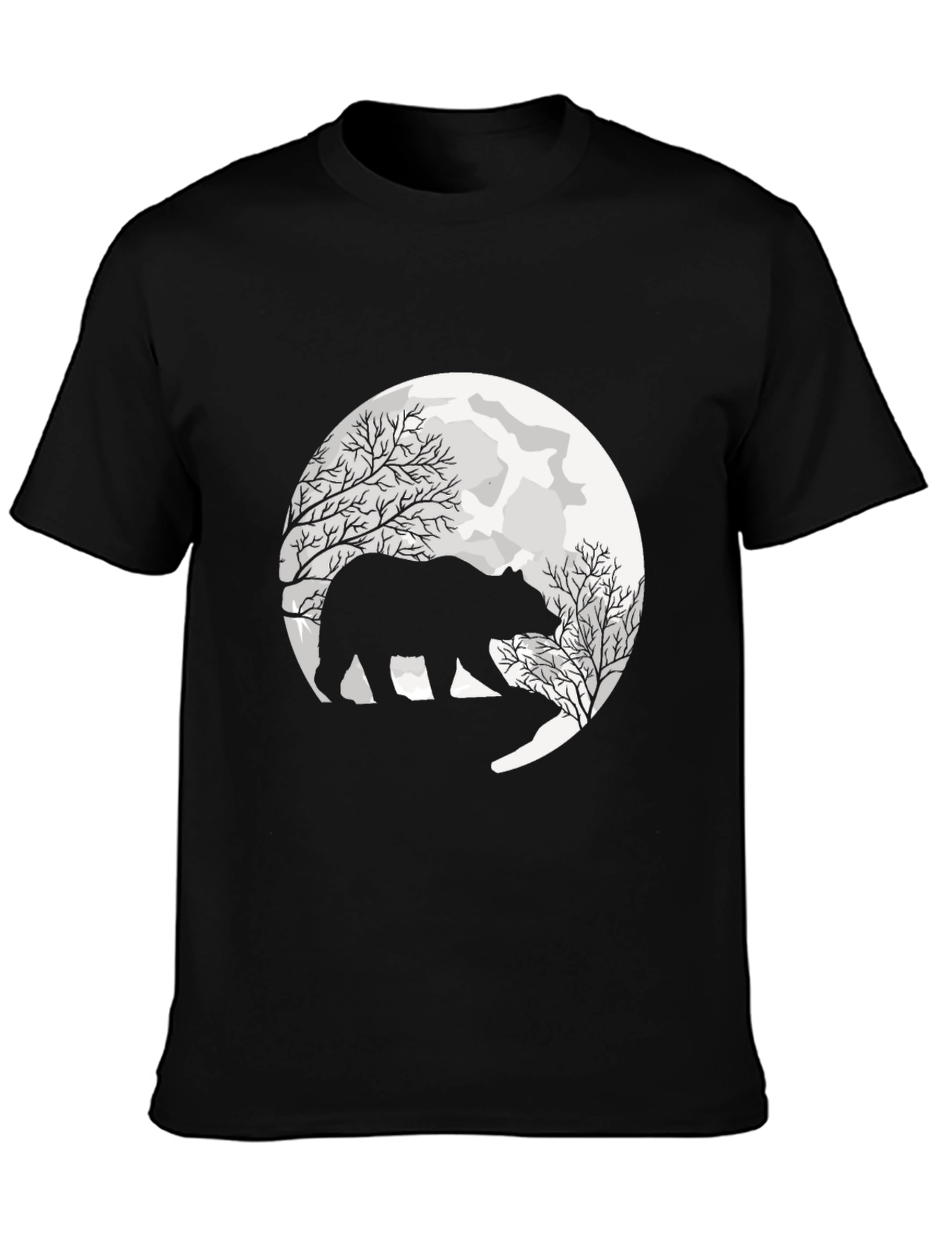 Black Bear Silhouette Moon Graphic Tee - Black view 3