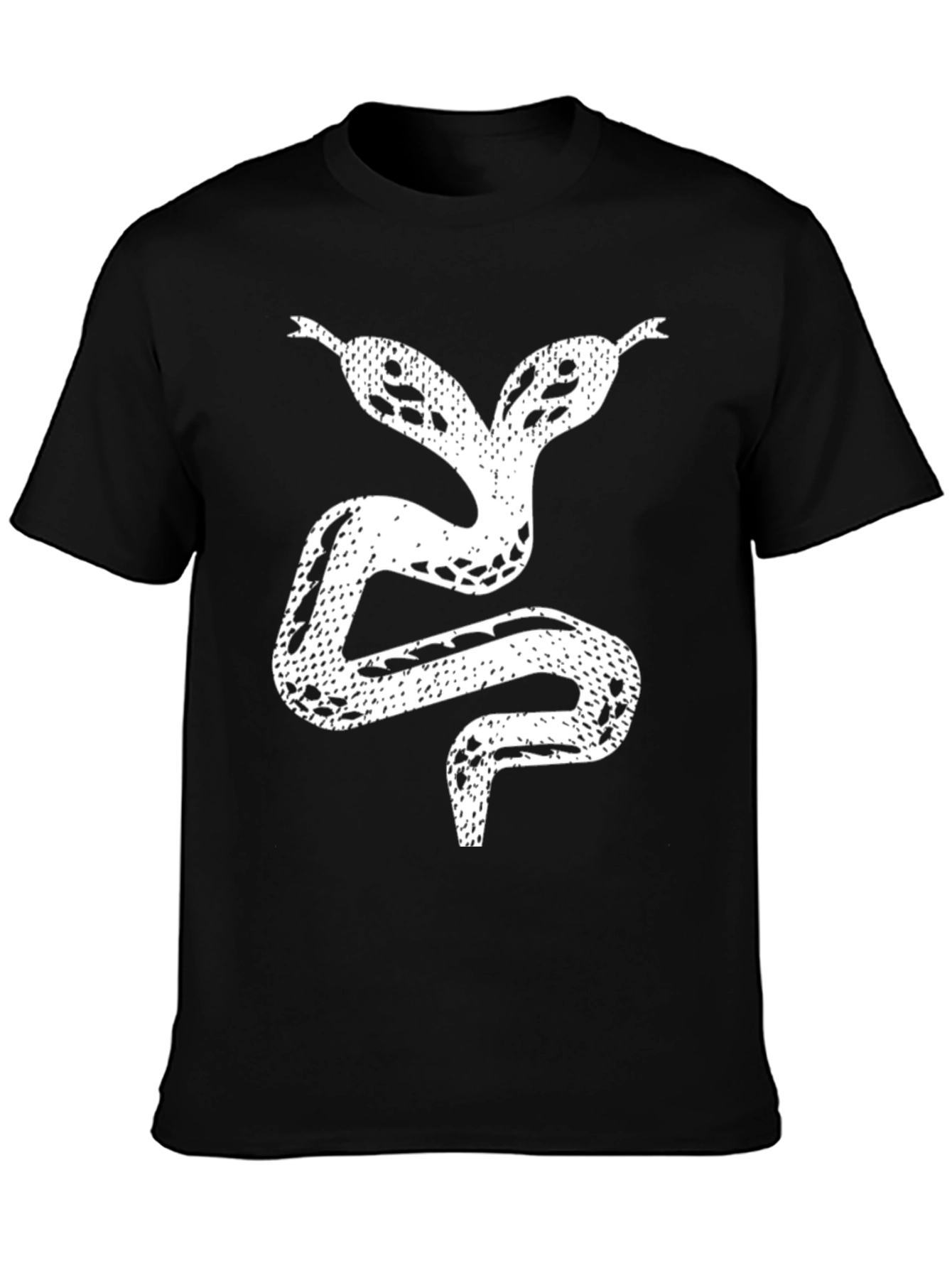 Black Two-Headed Snake Graphic Tee - Black Cotton T-Shirt view 3