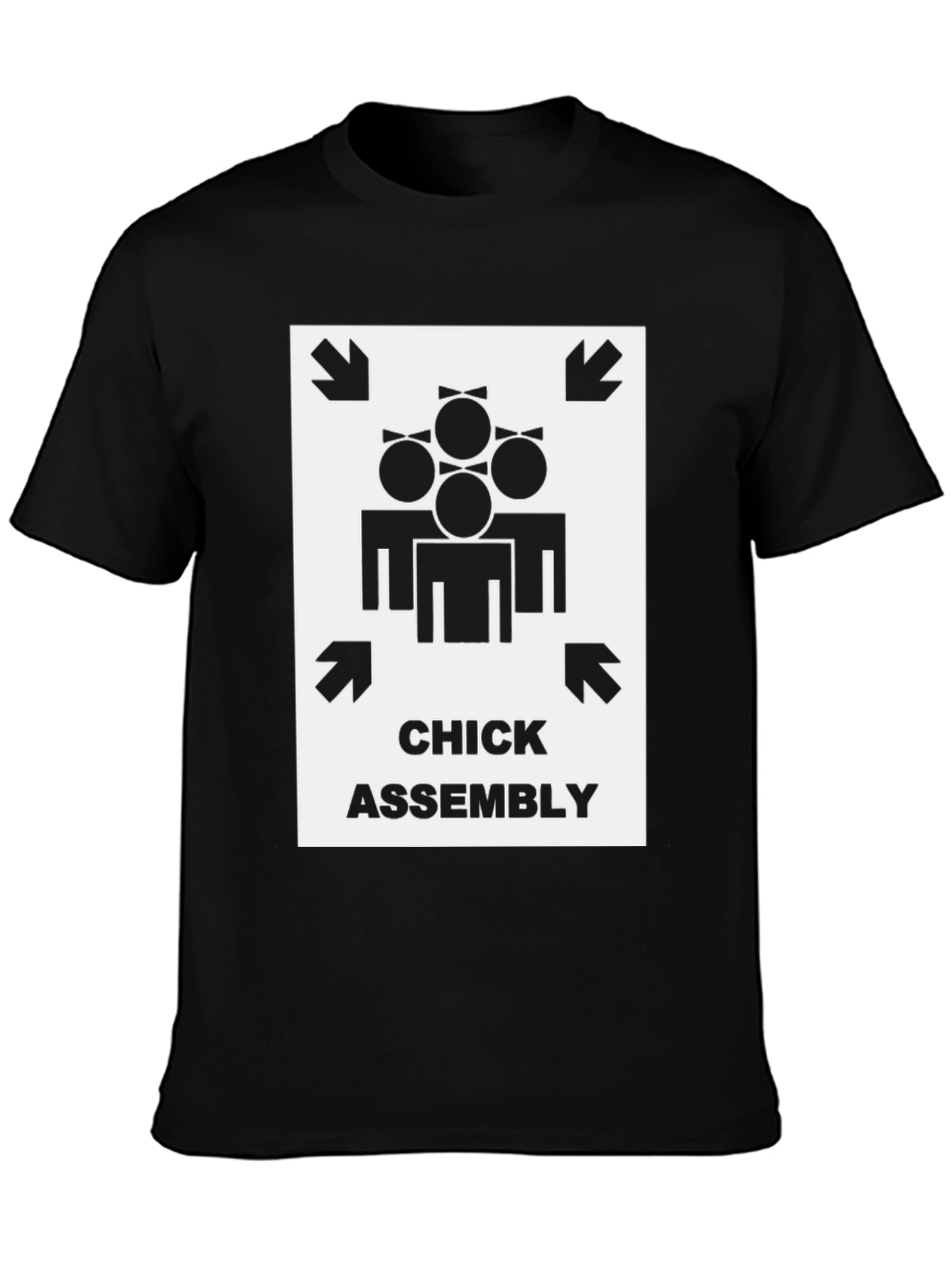 Black Chick Assembly Funny Graphic T-Shirt view 3