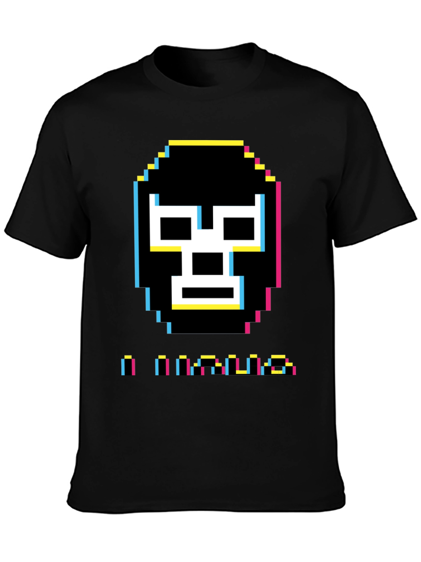 Black Pixel Luchador Mask T-Shirt view 3