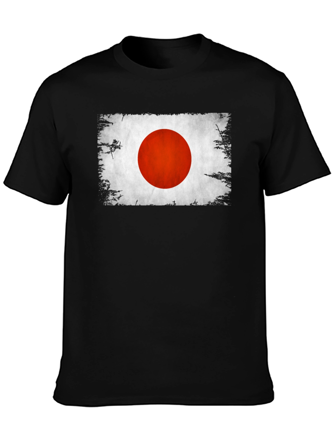 Black Japan Flag Graphic T-Shirt Distressed Look view 3