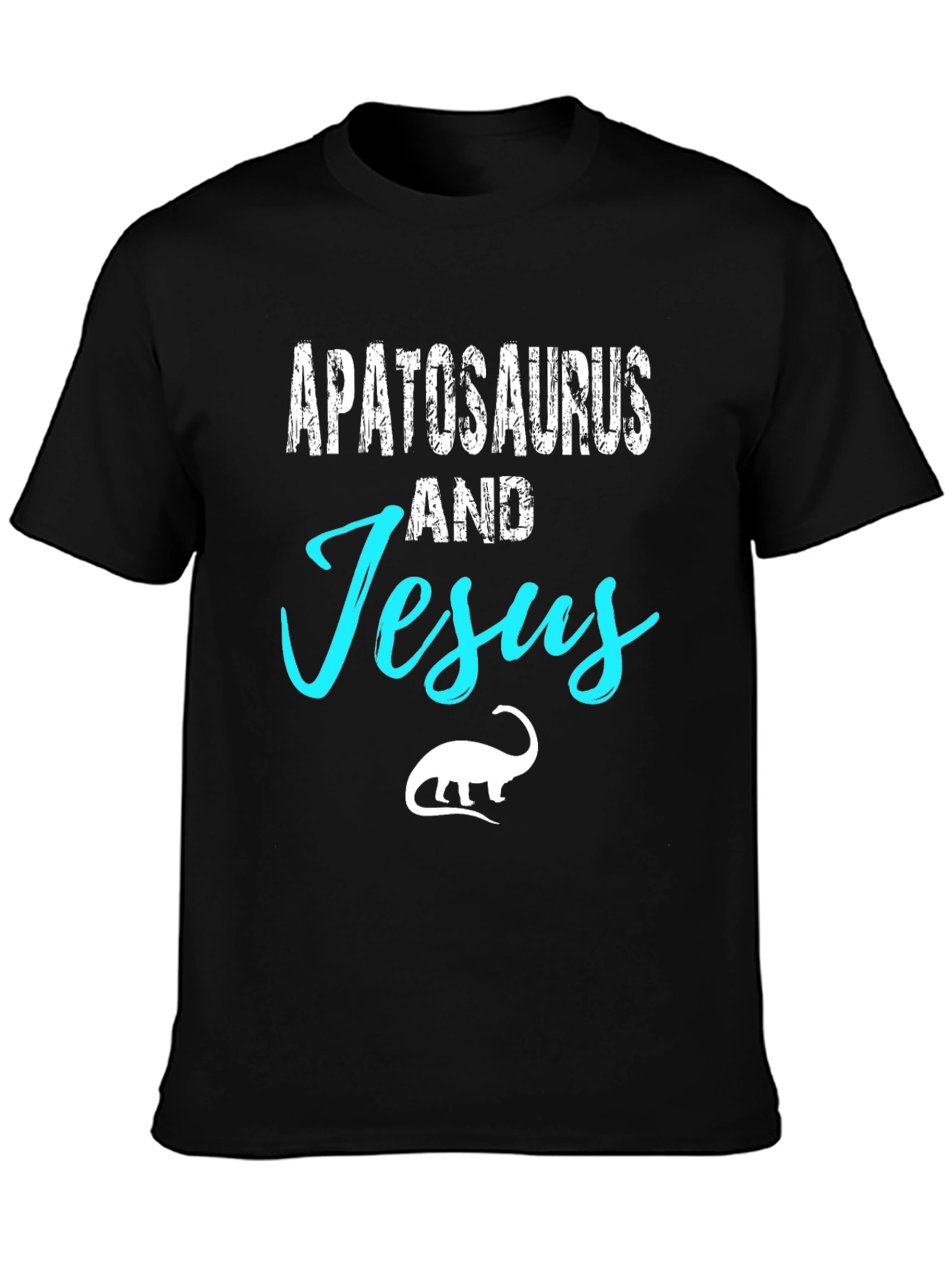 Black Apatosaurus and Jesus Black Graphic T-Shirt view 3