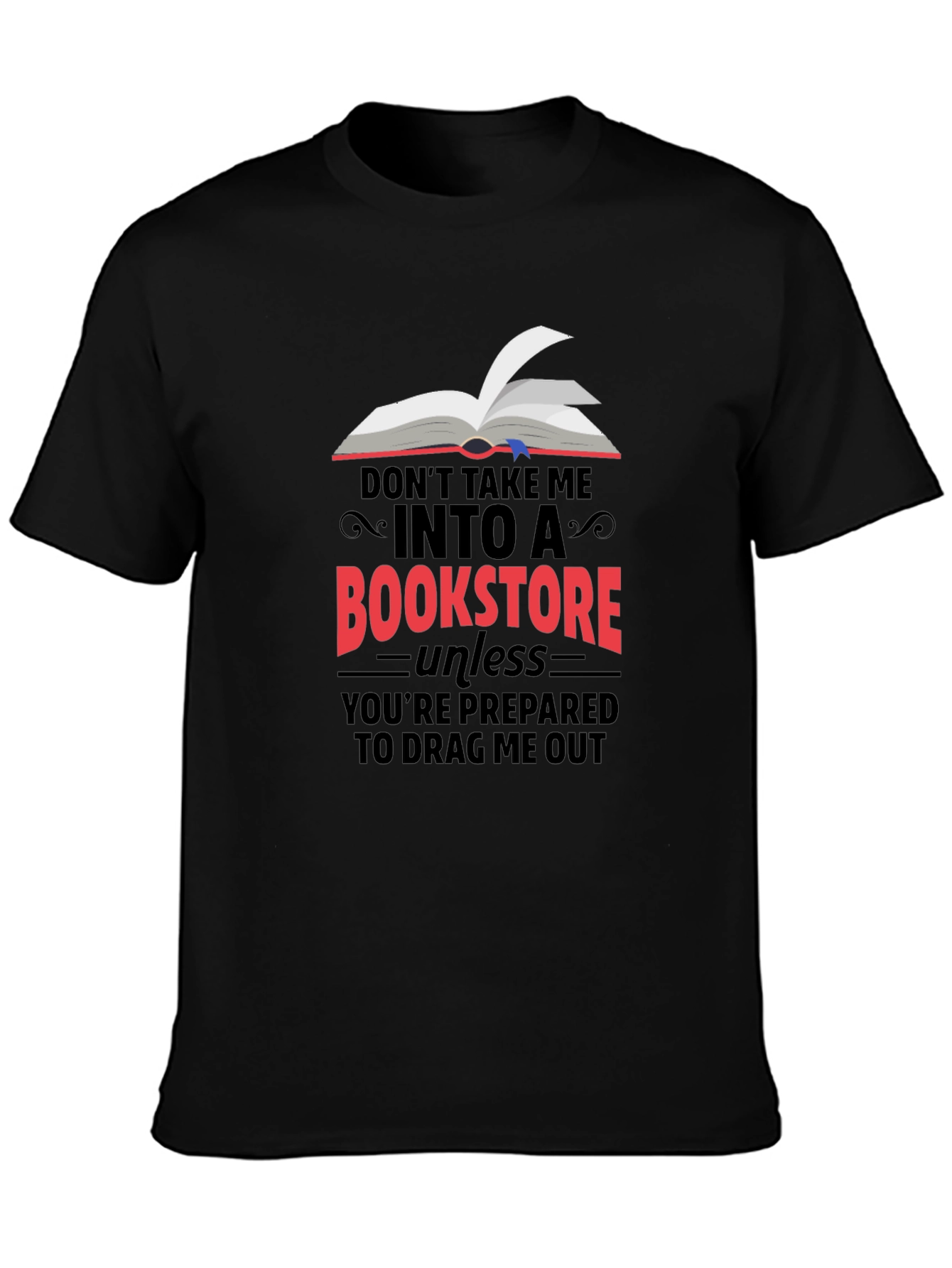 Black Bookstore Lover's T-Shirt: Funny Book Reader Tee view 3