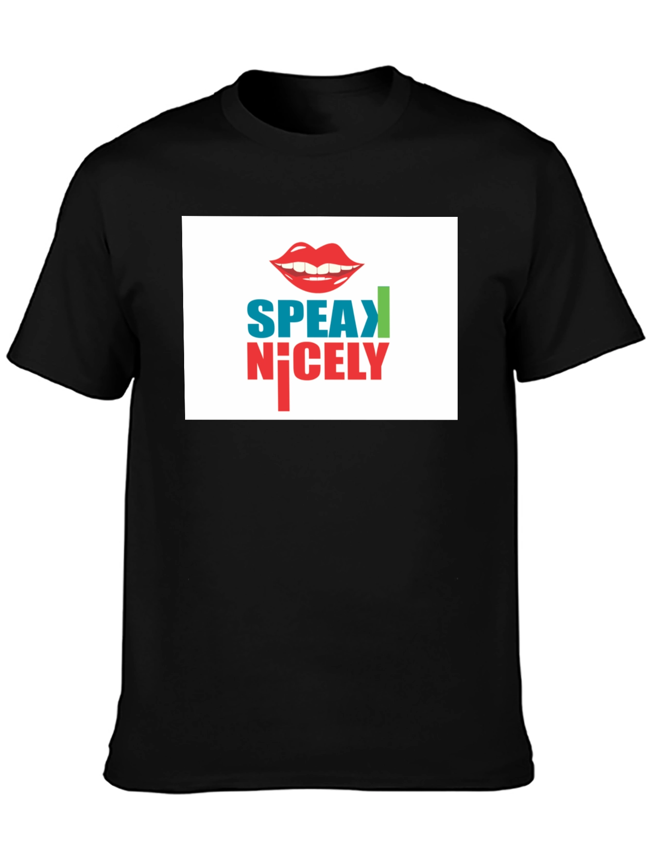 Black Speak Nicely Graphic Tee - Black Cotton Blend view 3